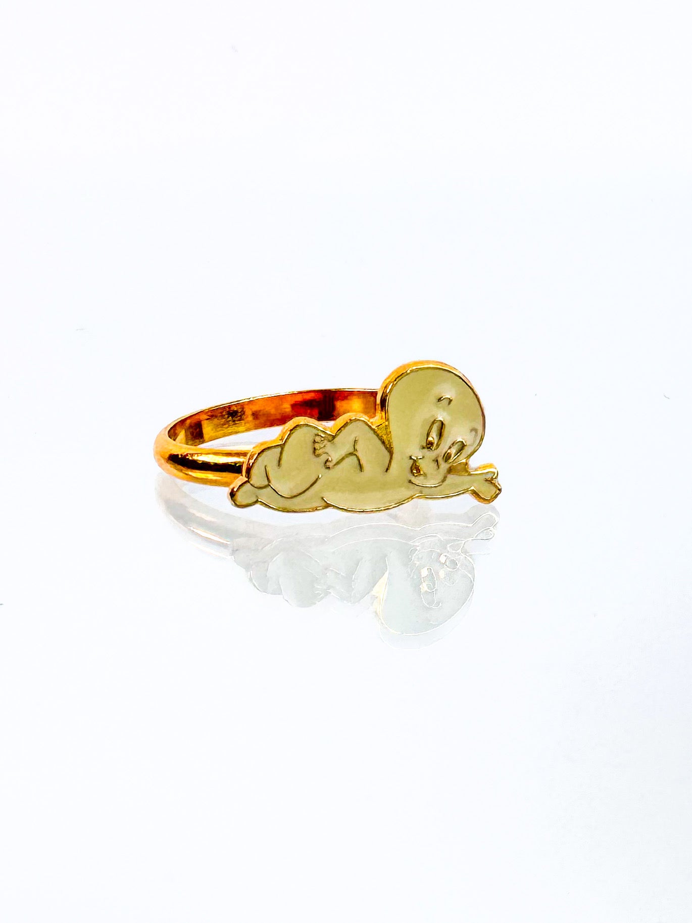 Vintage Ring - 1970s Casper Enamel Novelty Ring - Adjustable Band