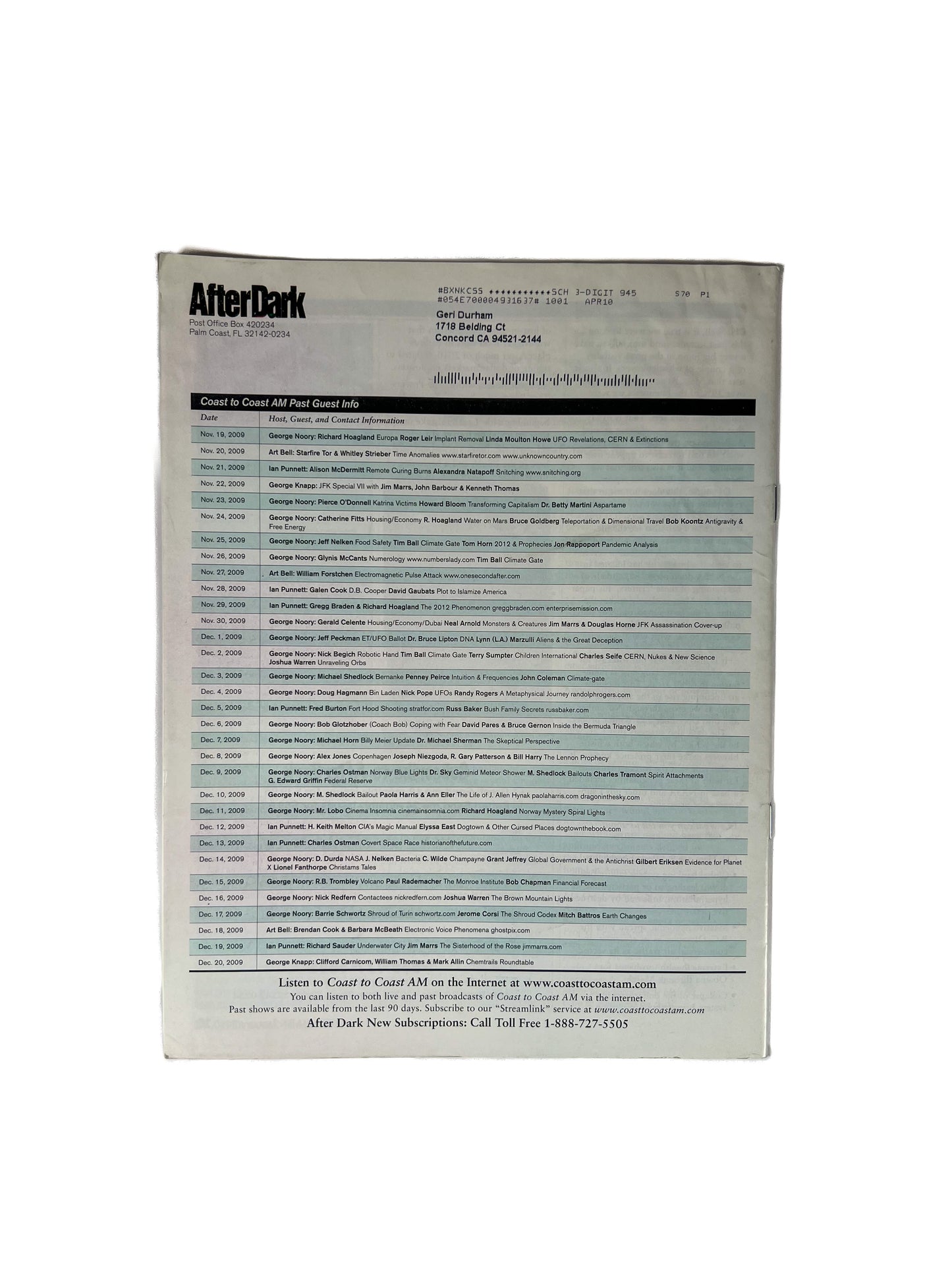 Ephemera - After Dark Coast to Coast AM Magazine - 2010: The Decade of the Unknown - January 2010