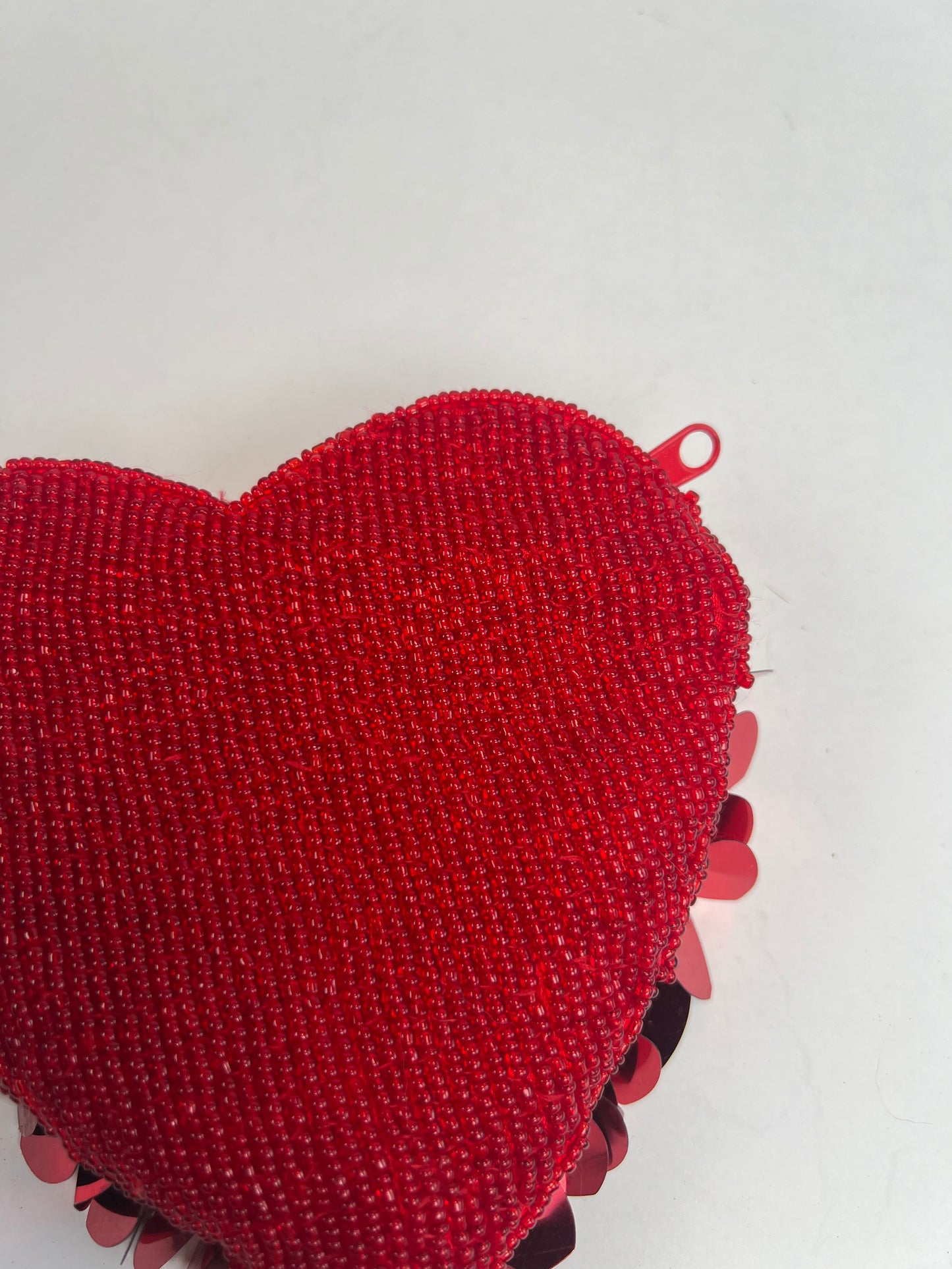 Vintage Wallet - Heart-Shaped Beaded Coin Purse - Red - Zipper Closure - Neiman Marcus