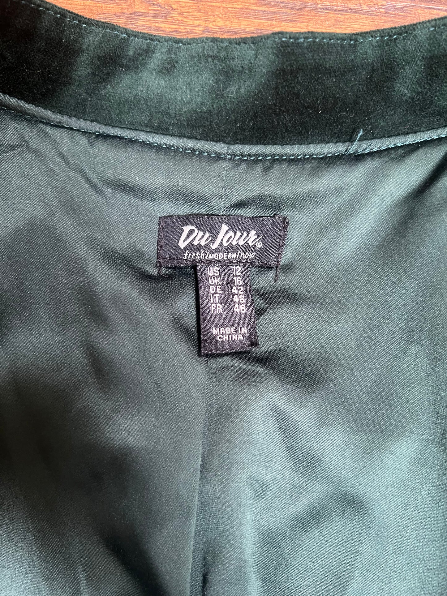 Clothing - Blazer Jacket - Green Velvet - Medium - Du Jour