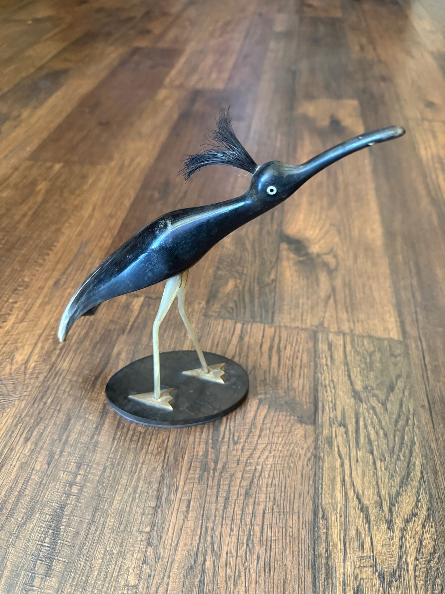 Vintage Decor - Mid Century Carved Horn Statue of Bird - 10”