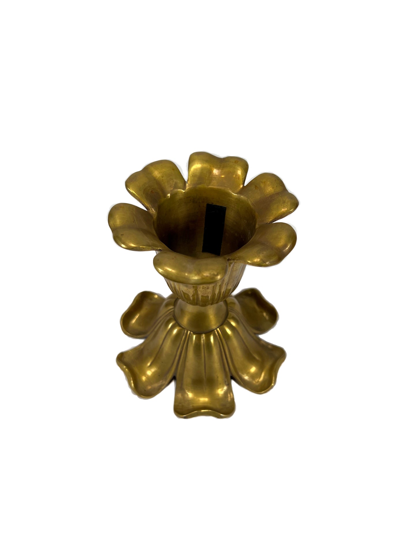 Vintage Brass Candlestick Holder - Bell Shaped Flower - 4 3/4"