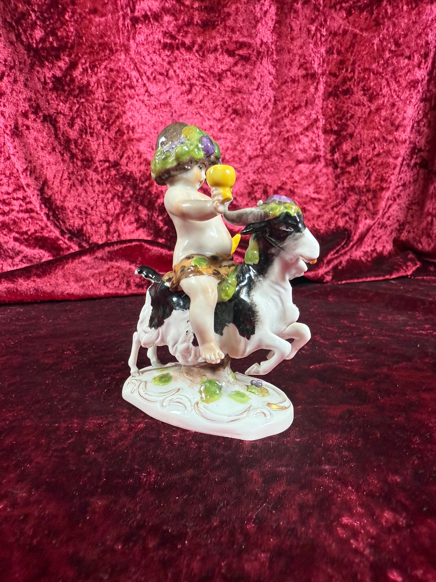 Vintage Porcelain Figure - Felix Zeh - Bacchus on Goat