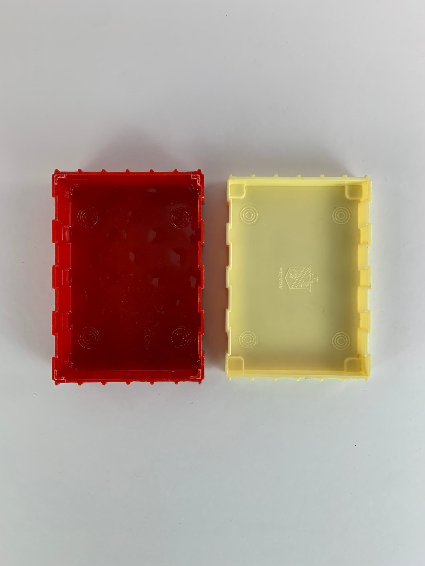 Vintage Bakelite Trinket Box - Red and Cream Basketweave- Hickok - Made In U.S.A.