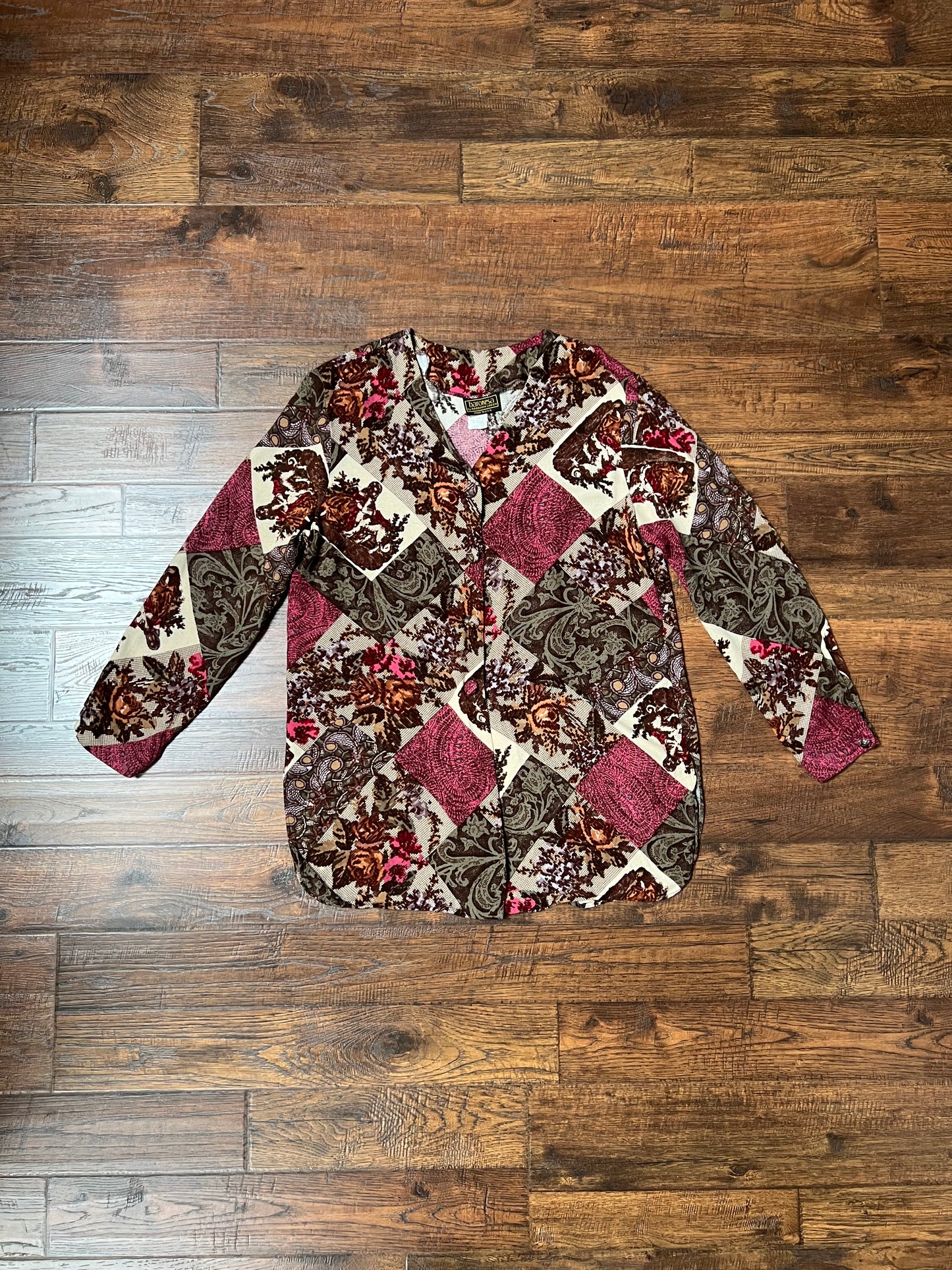 Vintage Clothing - Button Up Blouse - Patchwork Tapestry - Medium - Baronesa by Barbara Green