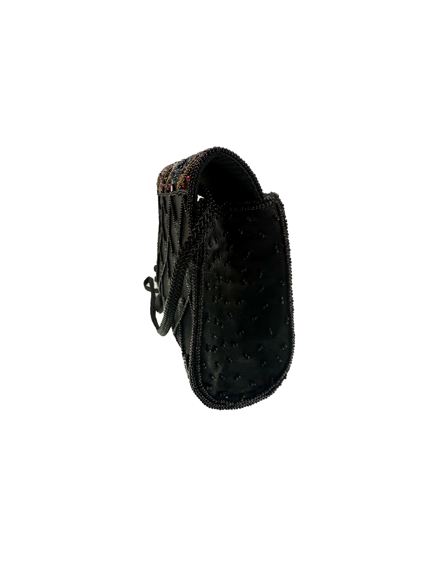 Vintage Purse - Colorful Beaded Black Evening Crossbody - La Regale