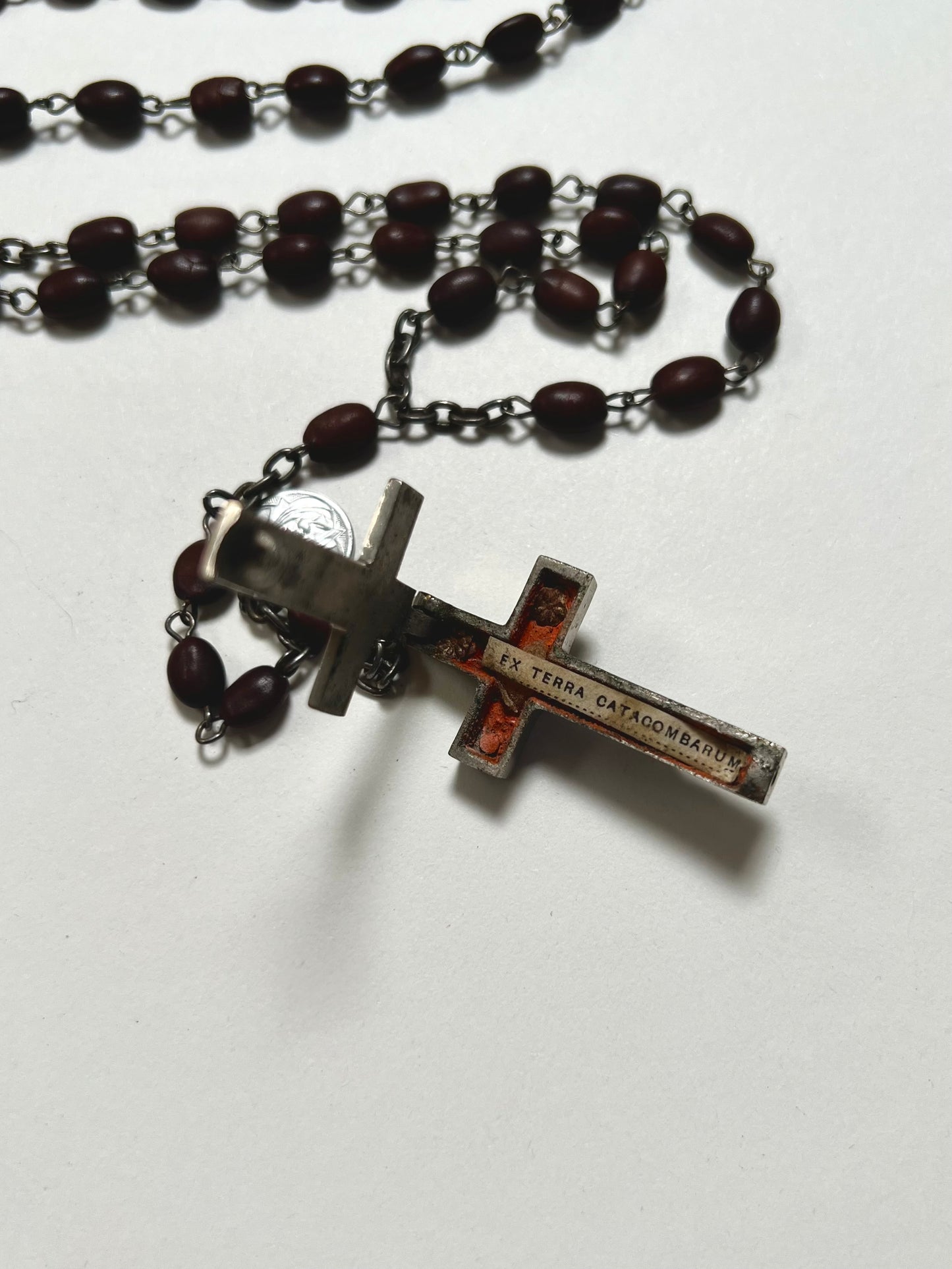 Antique Religio - Rosary Bead Necklace - Hinged Crucifix - Ex Terra Catacombarum