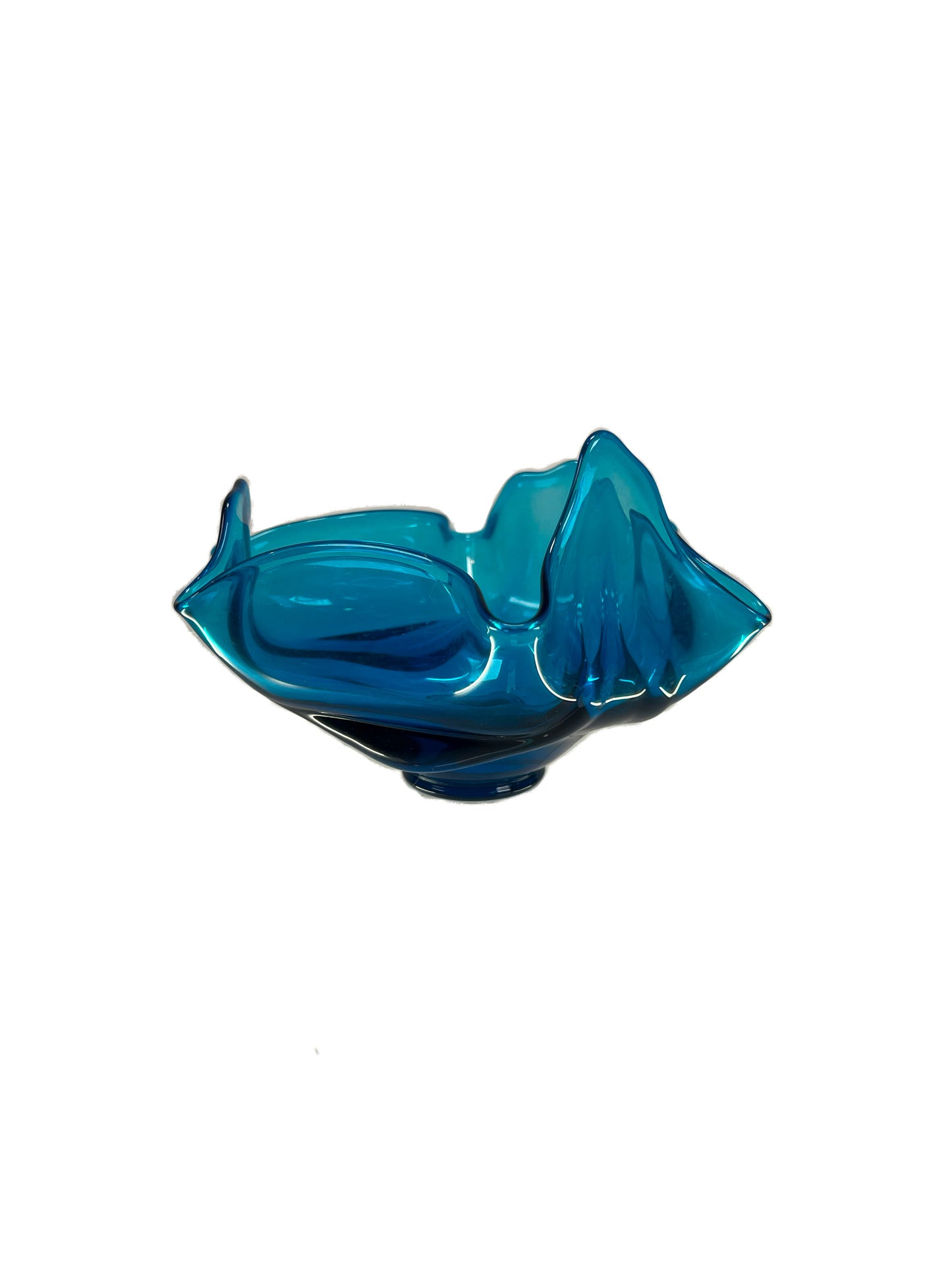 Vintage Art Glass - Handkerchief Bowl - Peacock Blue - Viking Glass