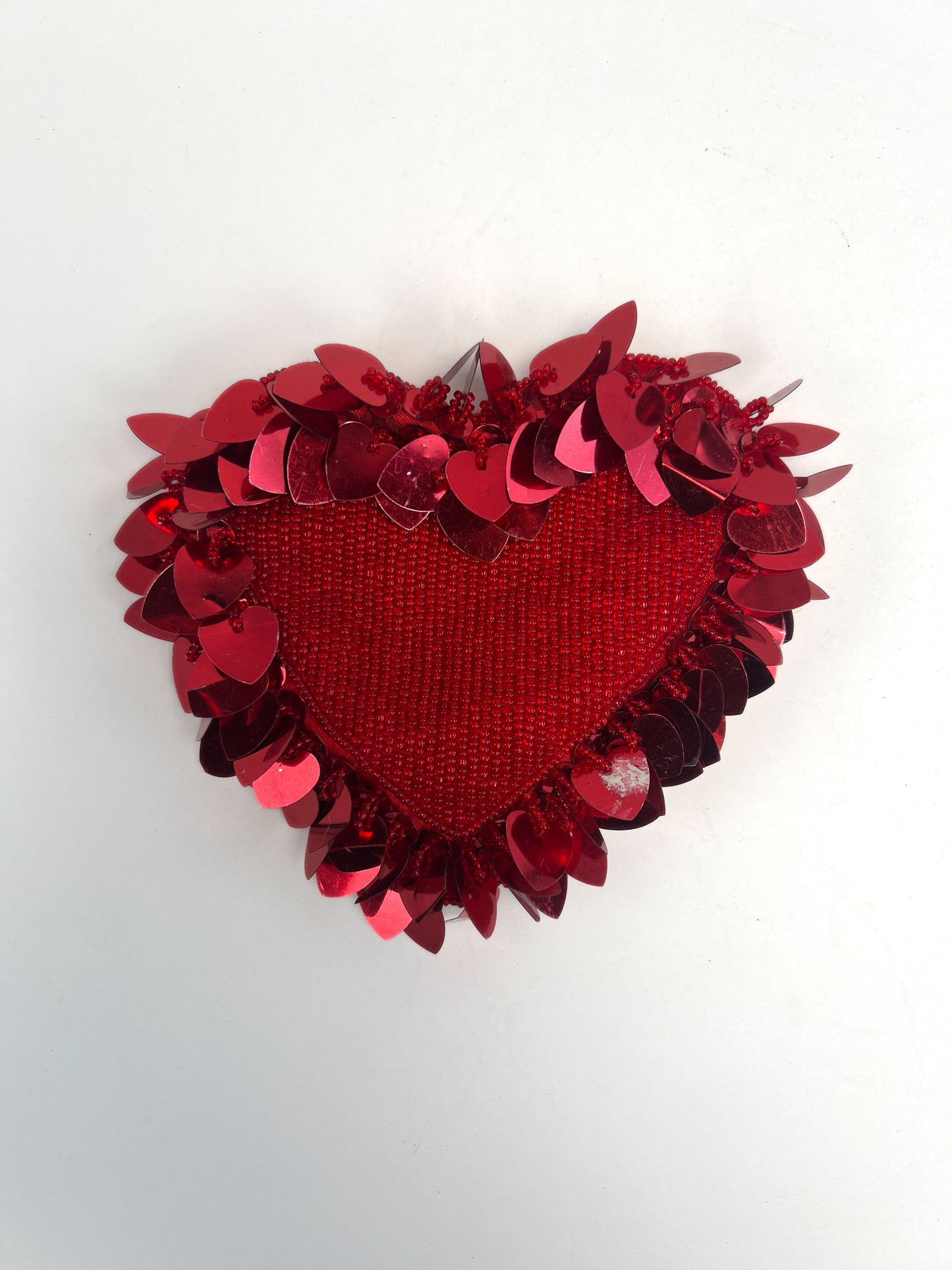 Vintage Wallet - Heart-Shaped Beaded Coin Purse - Red - Zipper Closure - Neiman Marcus