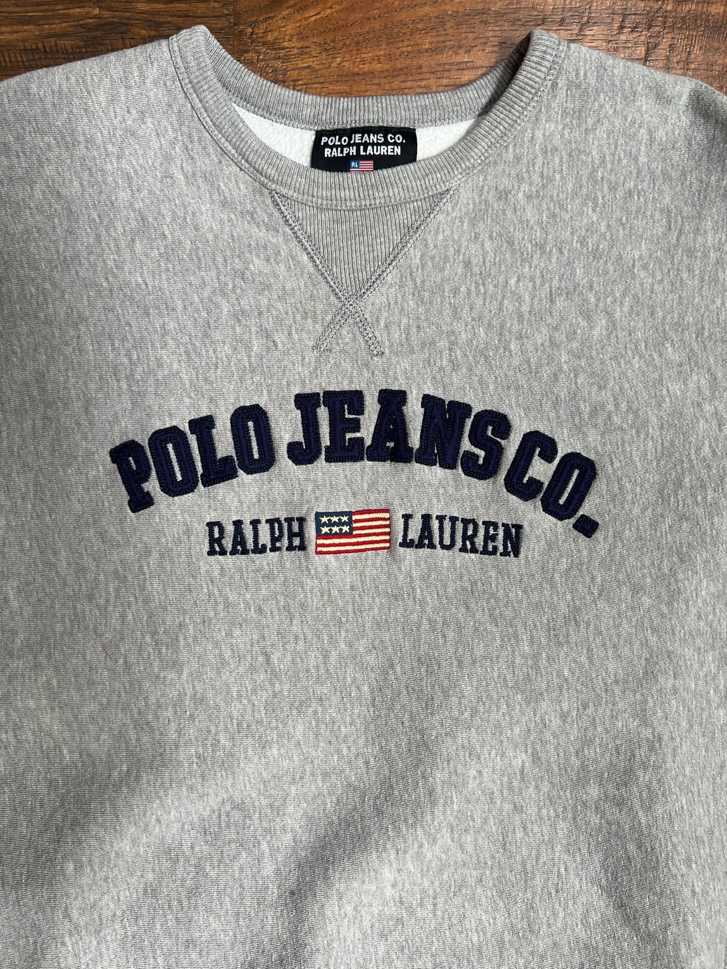 Vintage Clothing - Pullover Crewneck Sweatshirt - Light Grey - Polo Ralph Lauren - Large