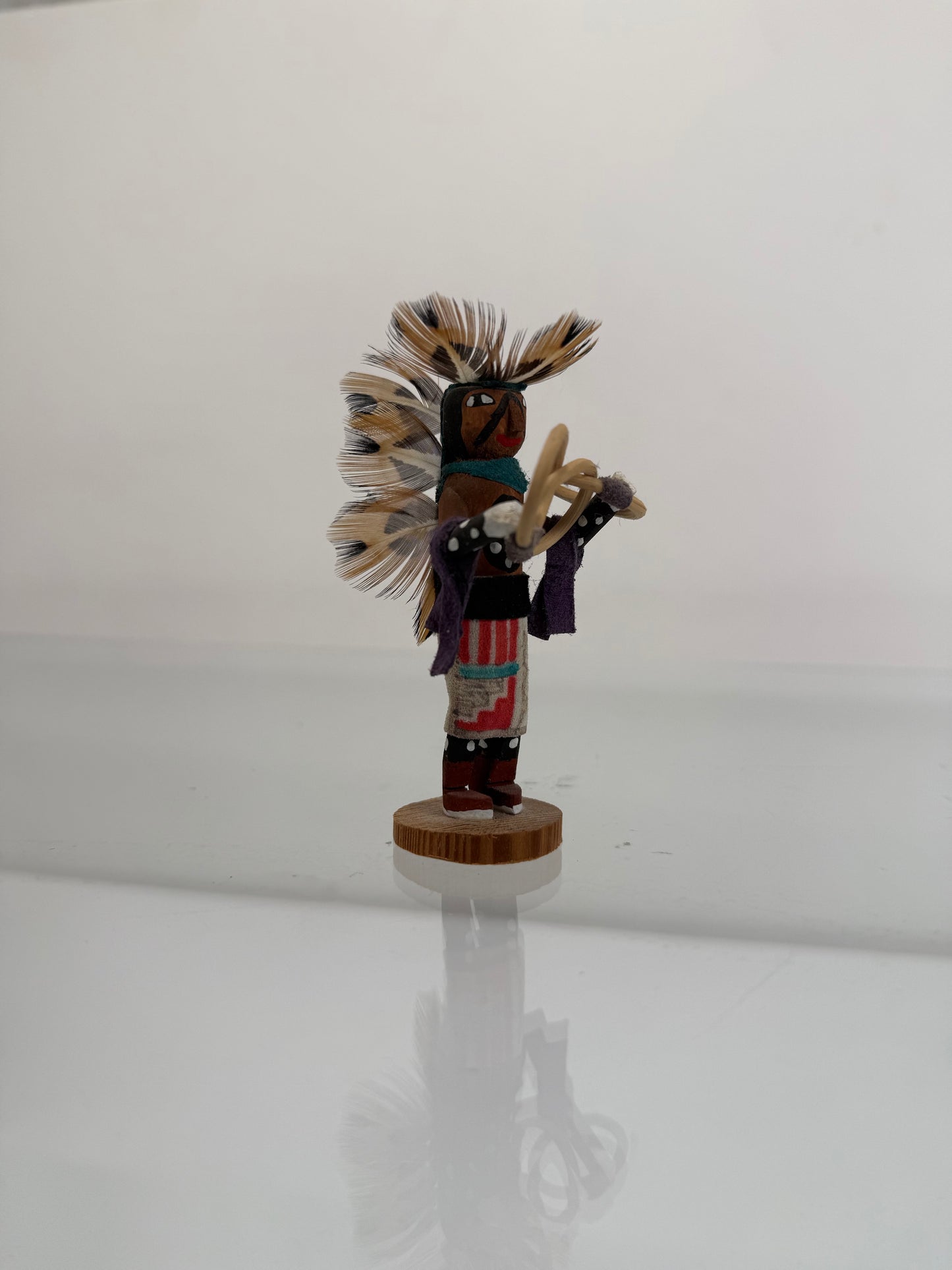 Vintage Kachina Doll - 3.5" Tall Navajo Miniature - Hand Painted Hoop Dancer