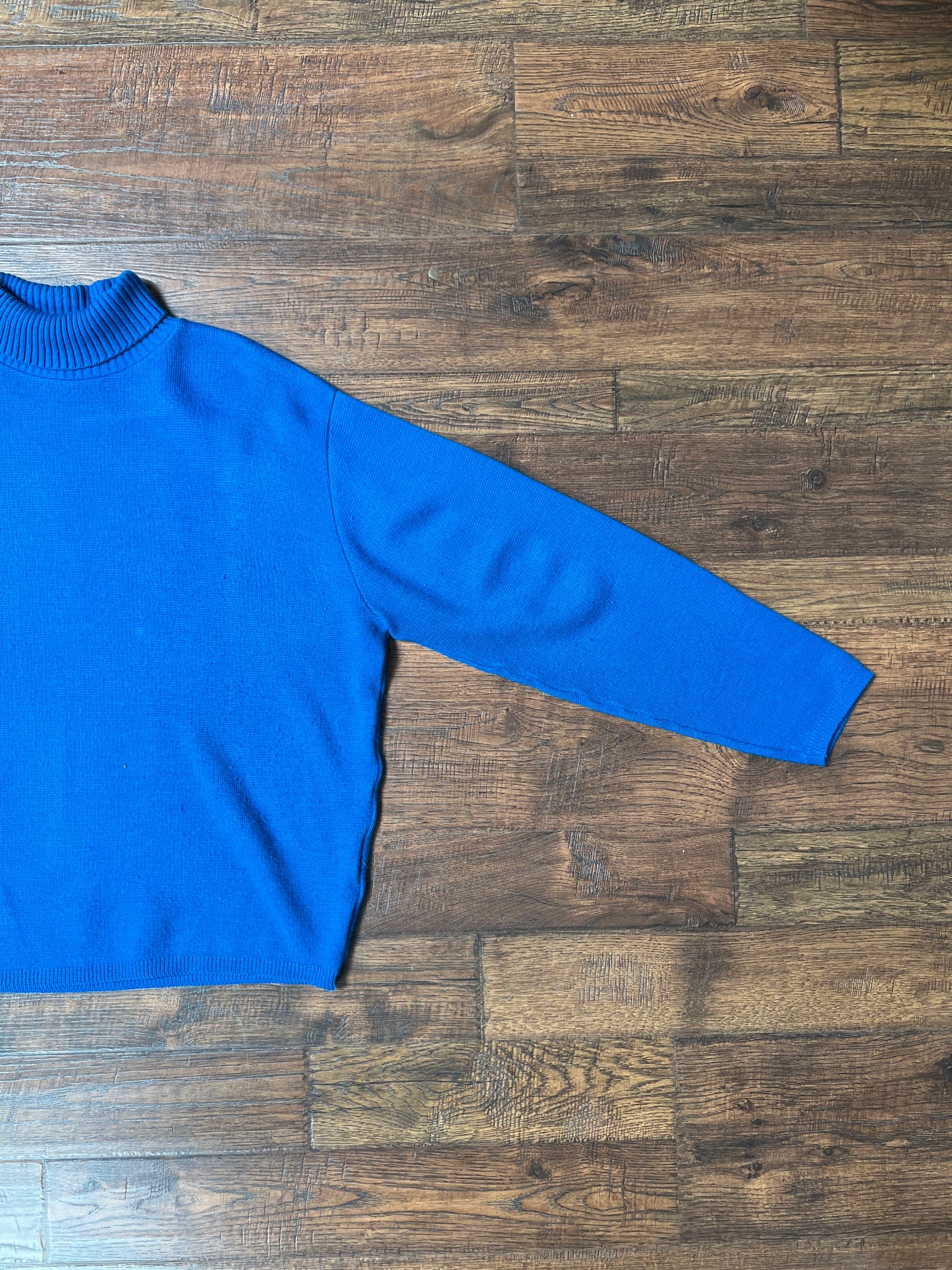 Vintage Clothing - Turtleneck Knit Sweater - Cobalt Blue - Puritan Double Knit - Large