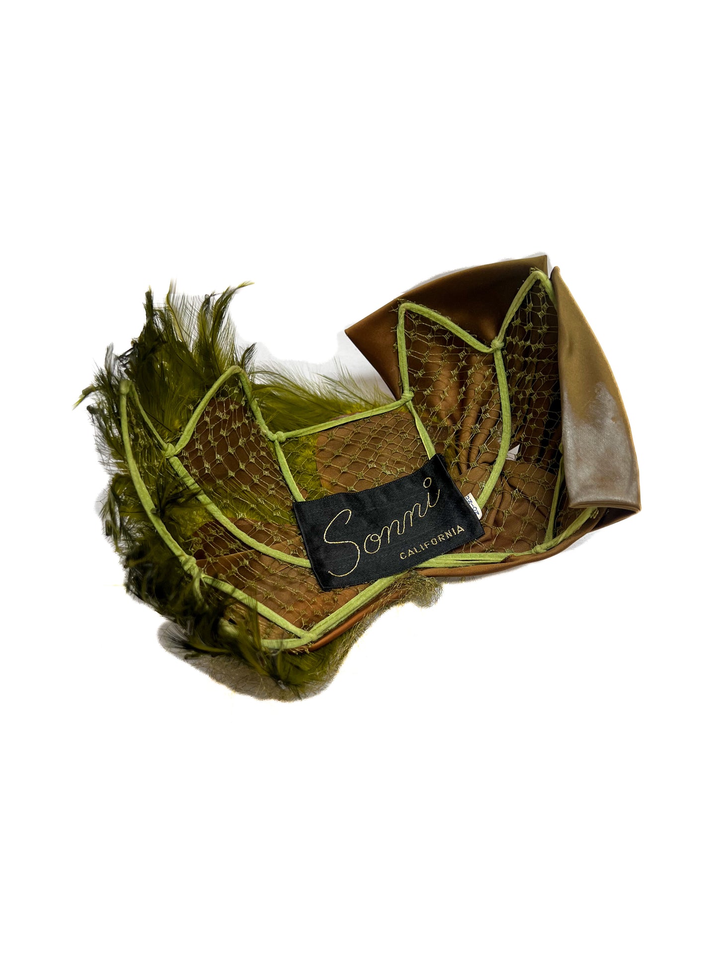 Vintage Accessories - Head Cover - 1950s Fascinator with Green Feathers - Sonni California