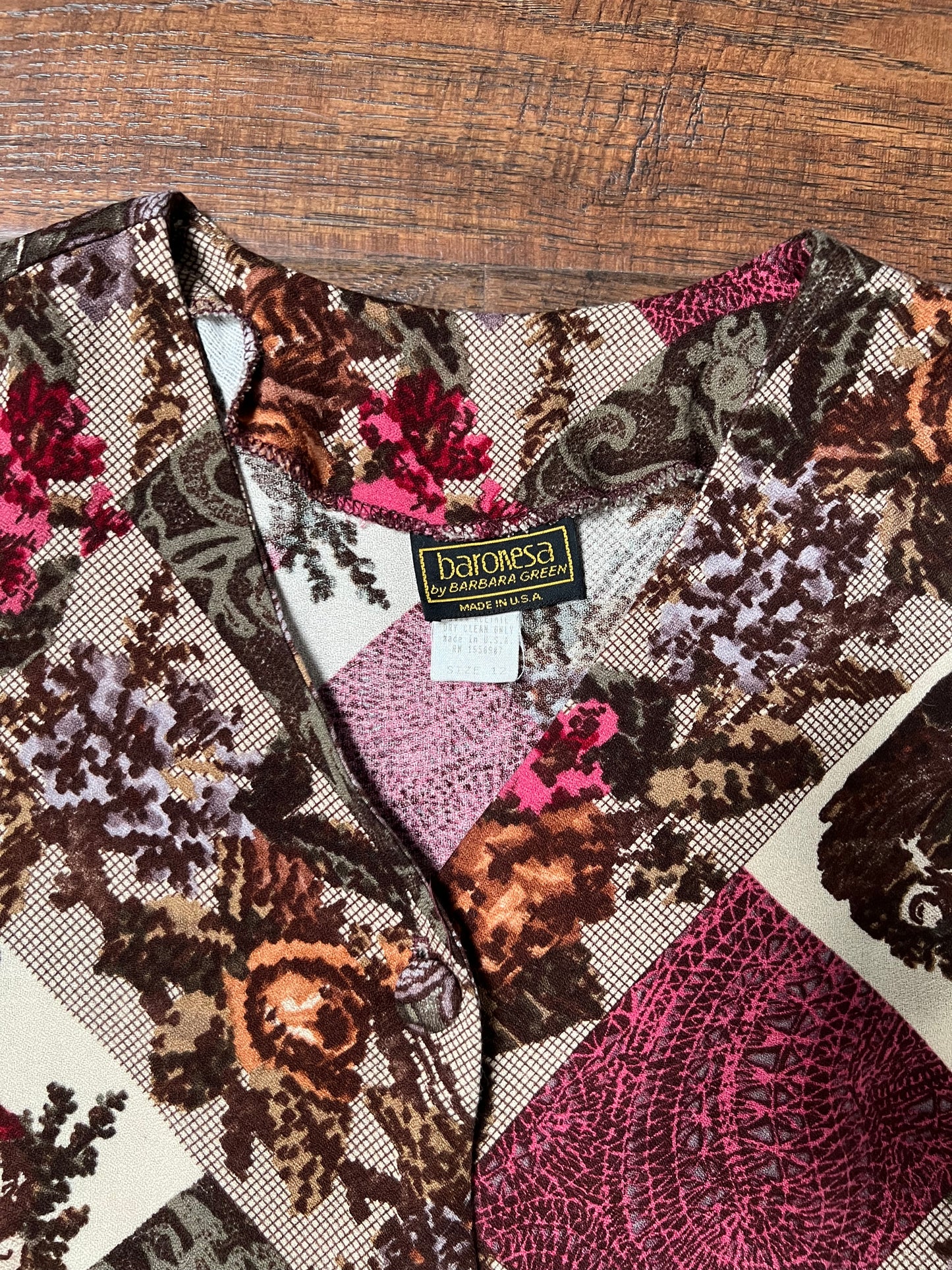 Vintage Clothing - Button Up Blouse - Patchwork Tapestry - Medium - Baronesa by Barbara Green
