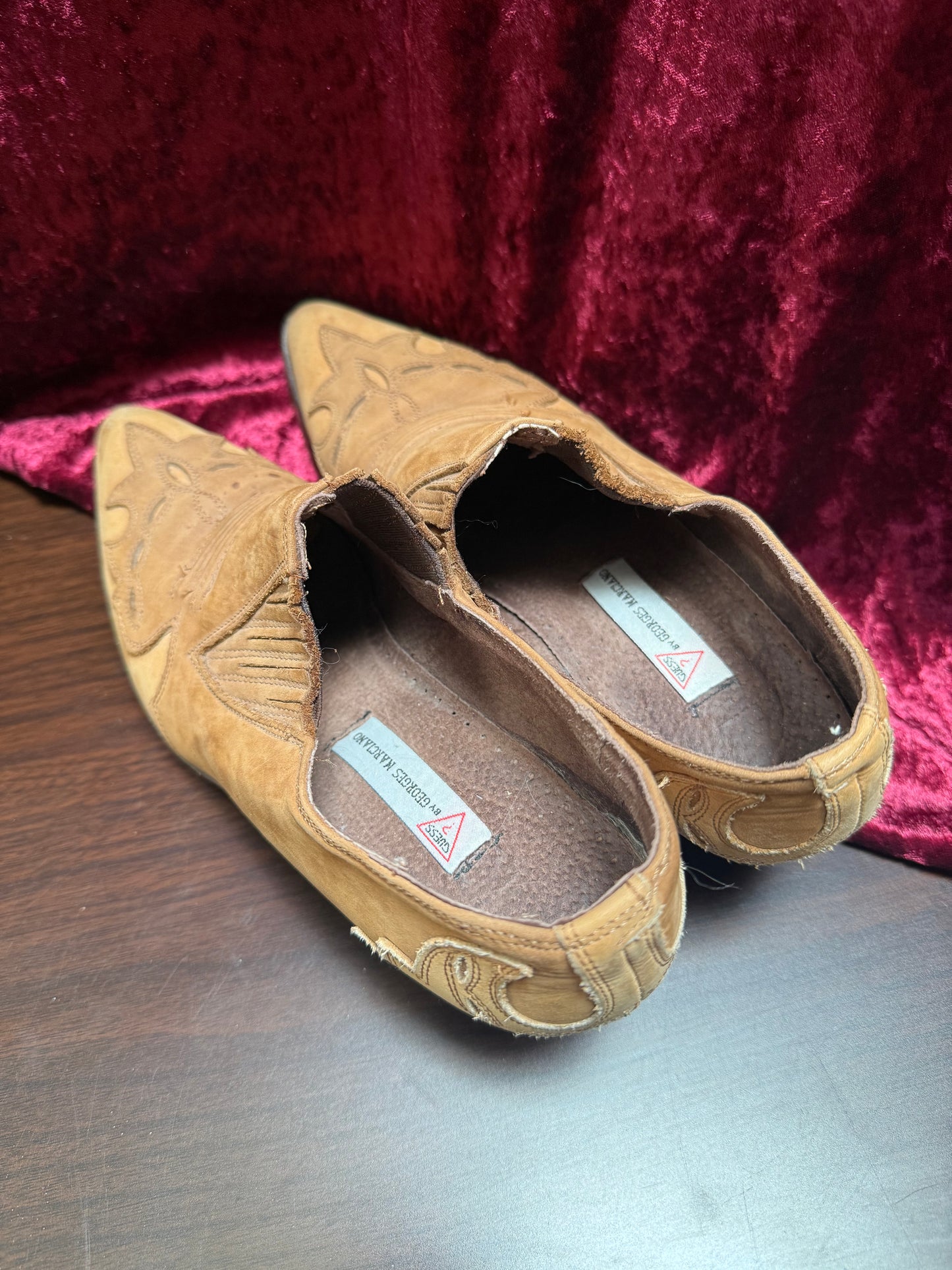 Vintage Shoes - Guess by Marciano - American Cowboy - Embossed Tan Leather - 8 1/2