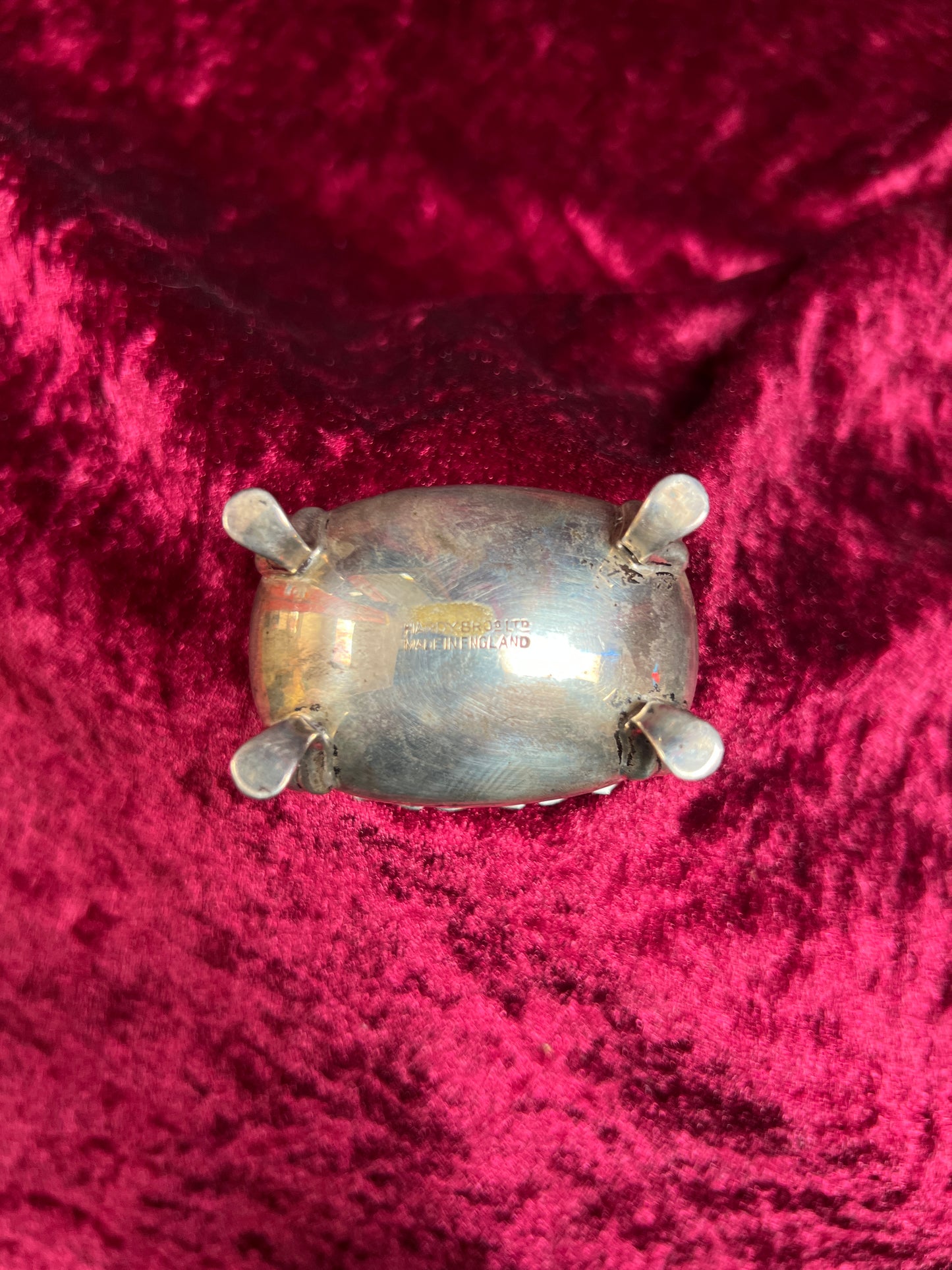 Vintage Kitchen - Footed Salt Cellar with Cobalt Blue Glass Insert - Sterling Silver - Hardy Bros - England