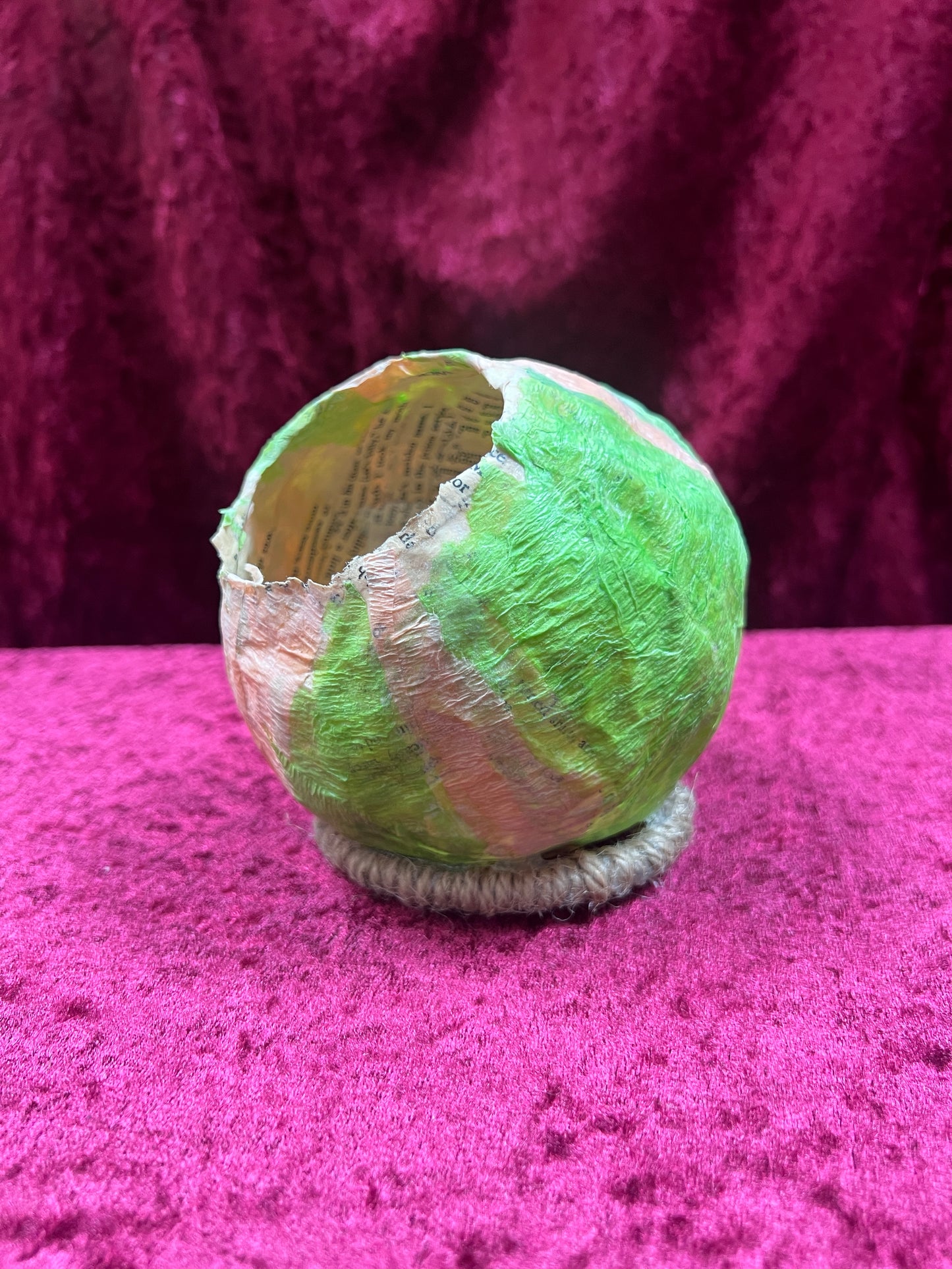 Vintage Inspired Handmade Paper Mache Lantern - Grinning Gourd - Small
