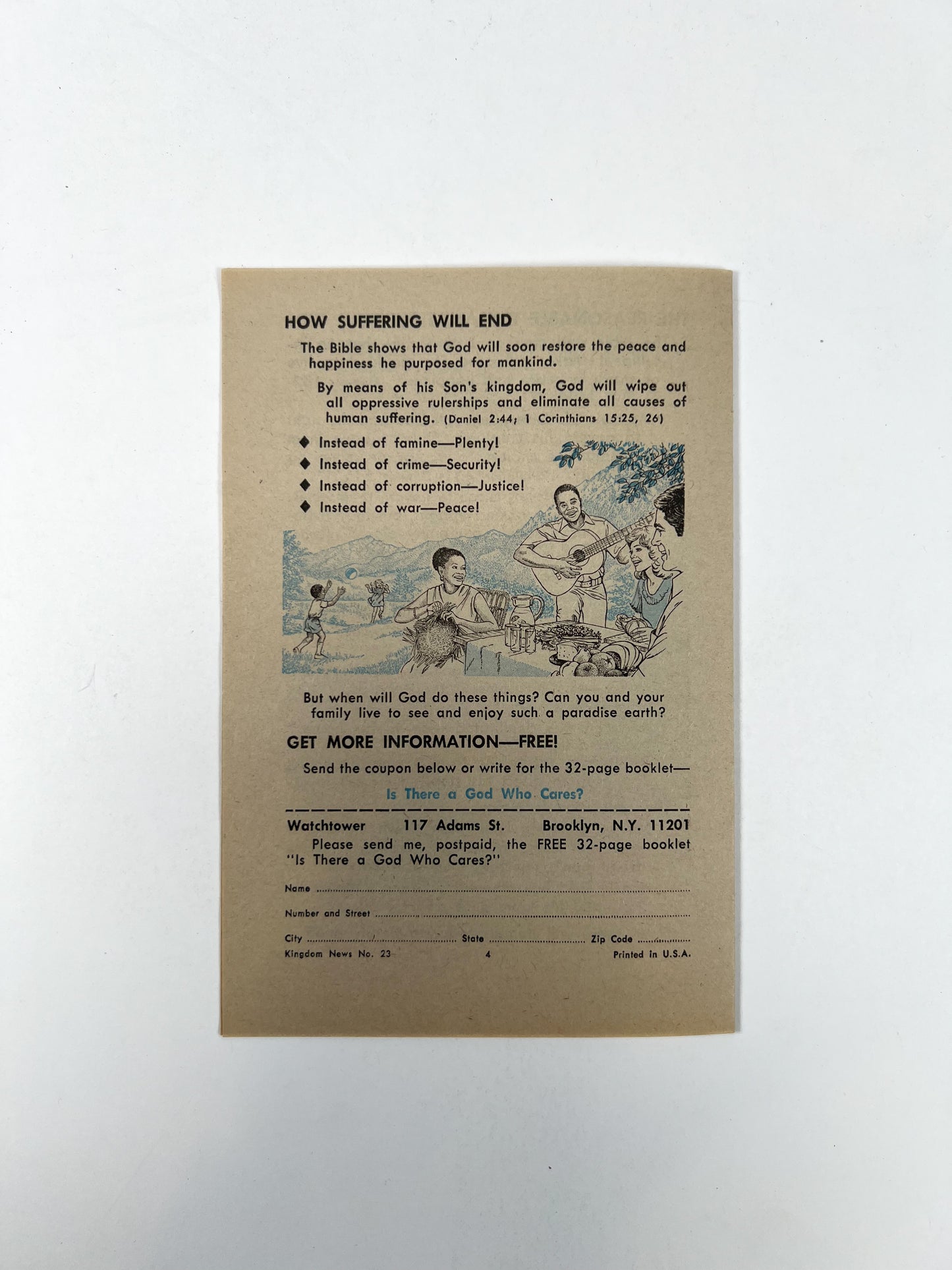 Vintage Ephemera - Religious Pamphlet - Why So Much Suffering If God Cares?