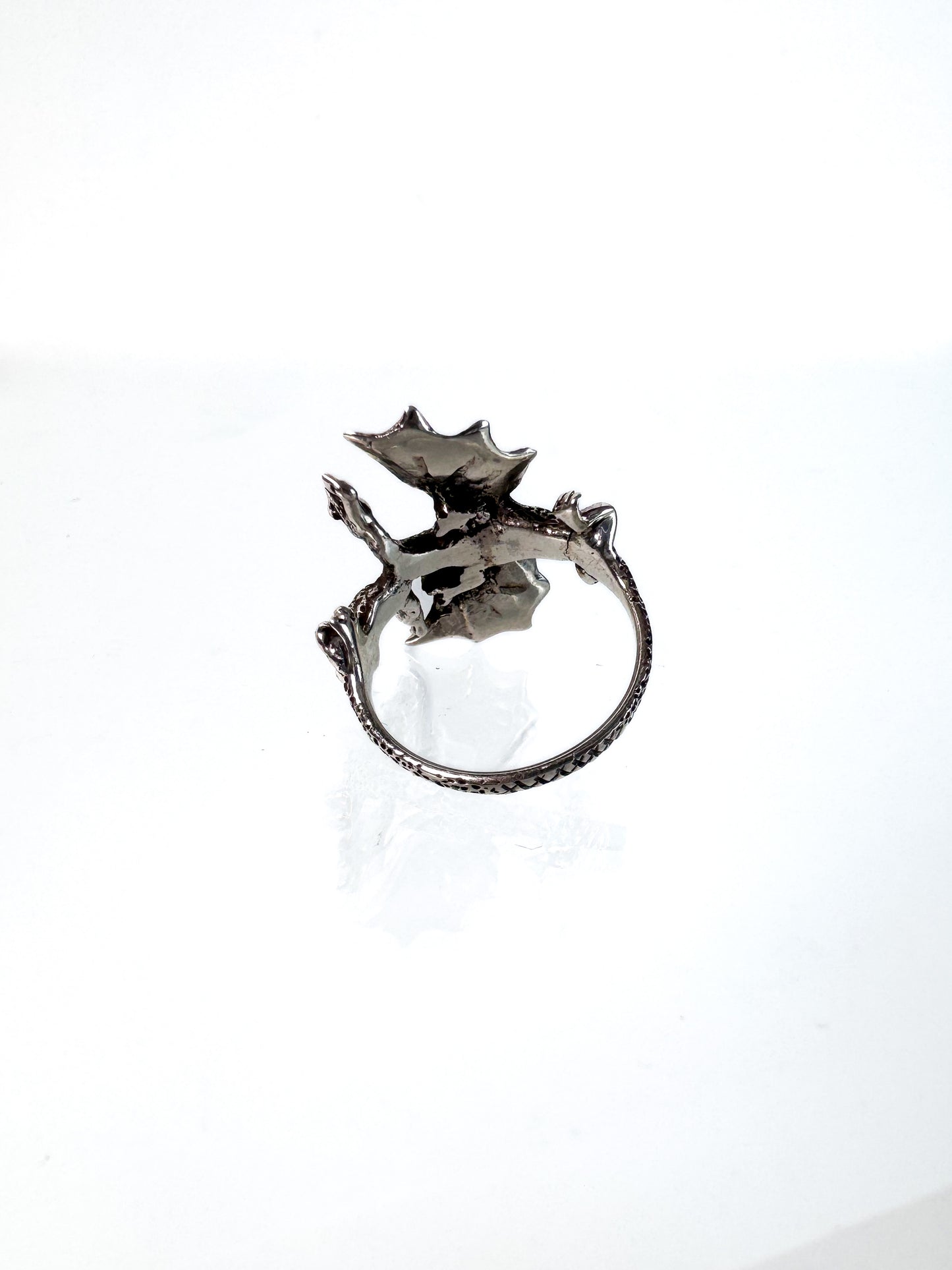 Vintage Ring - 1990s Double Dragon with Wings Sterling Silver 925 - Size 6.25