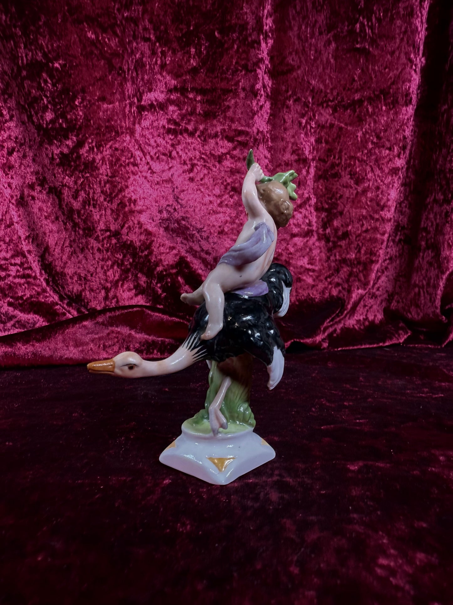 Vintage Porcelain Figure - Felix Zeh - Cherub on Ostrich