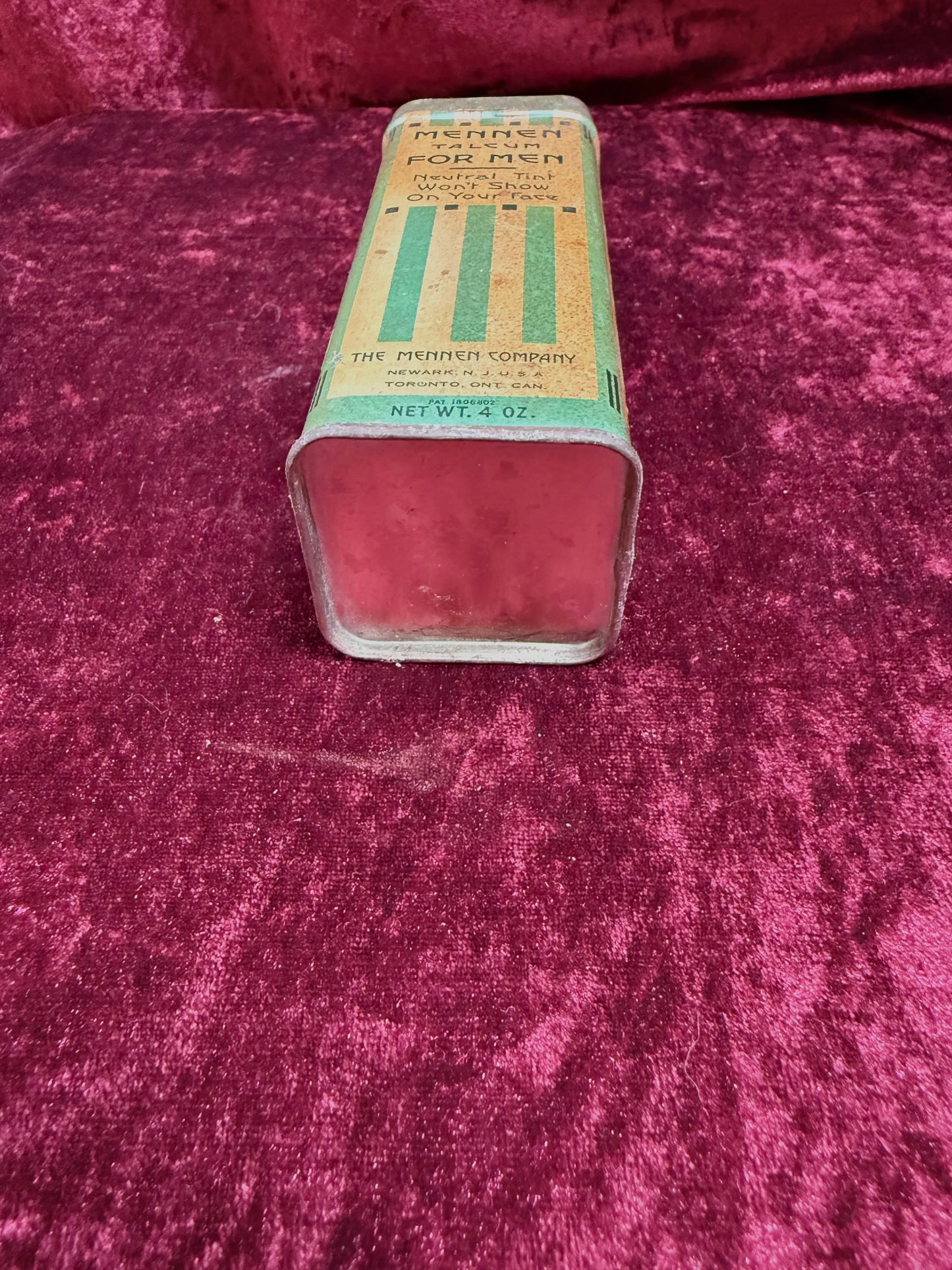 Vintage Medicine Cabinet - 1930s Art Deco Metal Tin - Mennen Talcum For Men