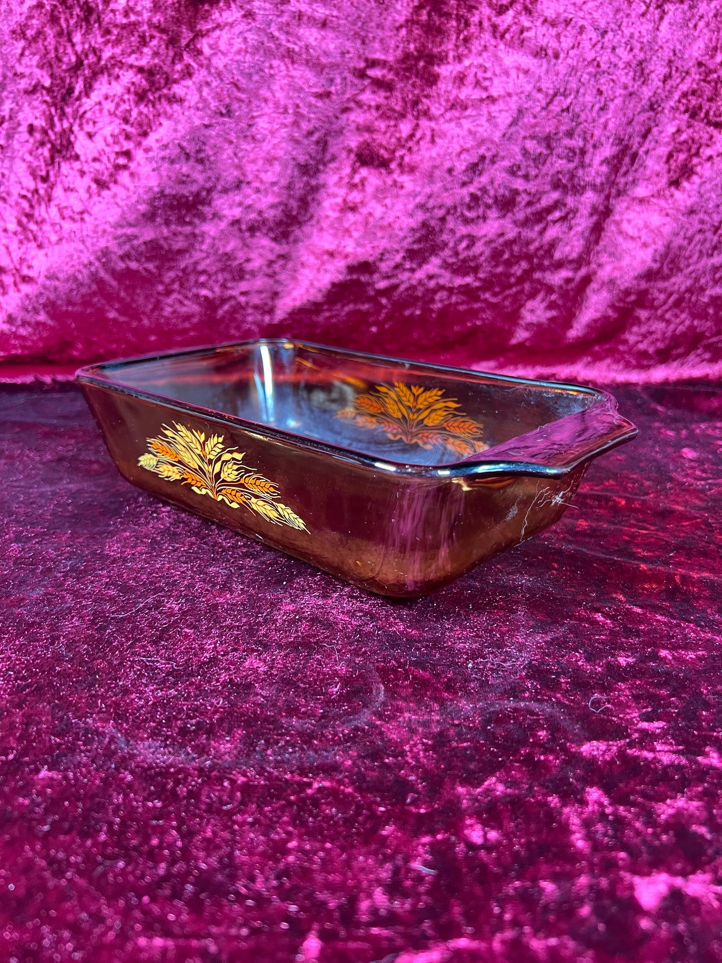 Vintage Kitchen - Casserole Pan - Harvest Pattern - Brown Glass - Anchor Hocking