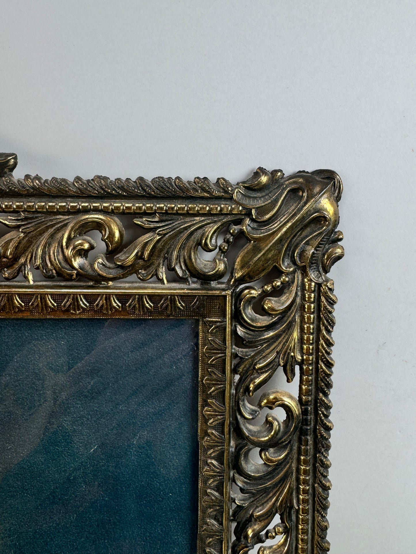 Vintage Framed Lithograph - Samuel in Prayer Sir Joshua Reynolds | Italian Ornate Brass Frame w/ Bubble Glass