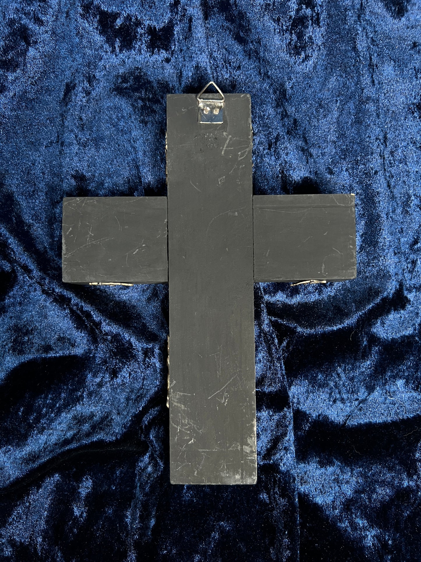 Vintage Wall Hanging Crucifix Cross β Milagro Silver Sacred Heart Folk Art Collage