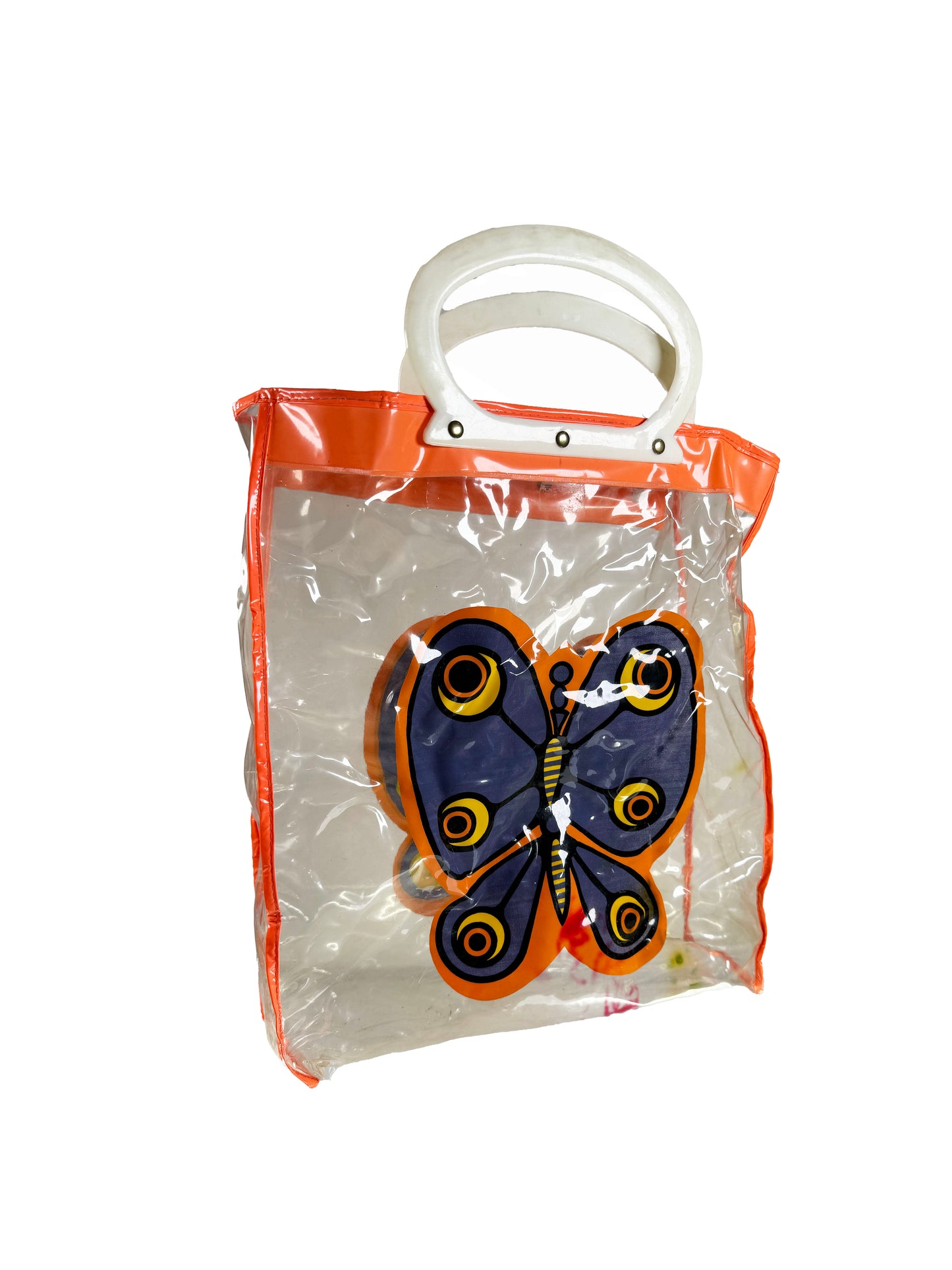 Vintage Accessories - Plastic Market Bag - Groovy Butterfly 1970s