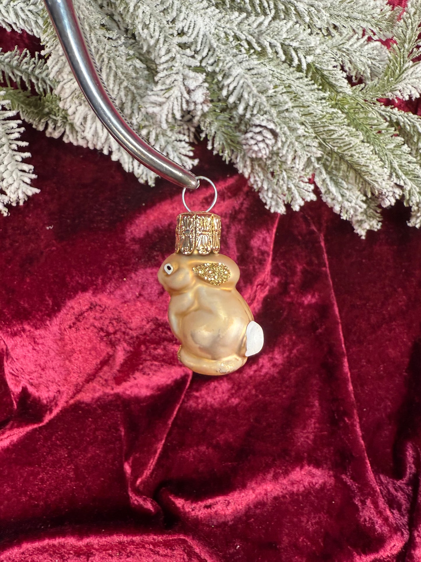 Vintage Christmas - Handblown Glass Ornament - Blonde Bunny - Czech Republic