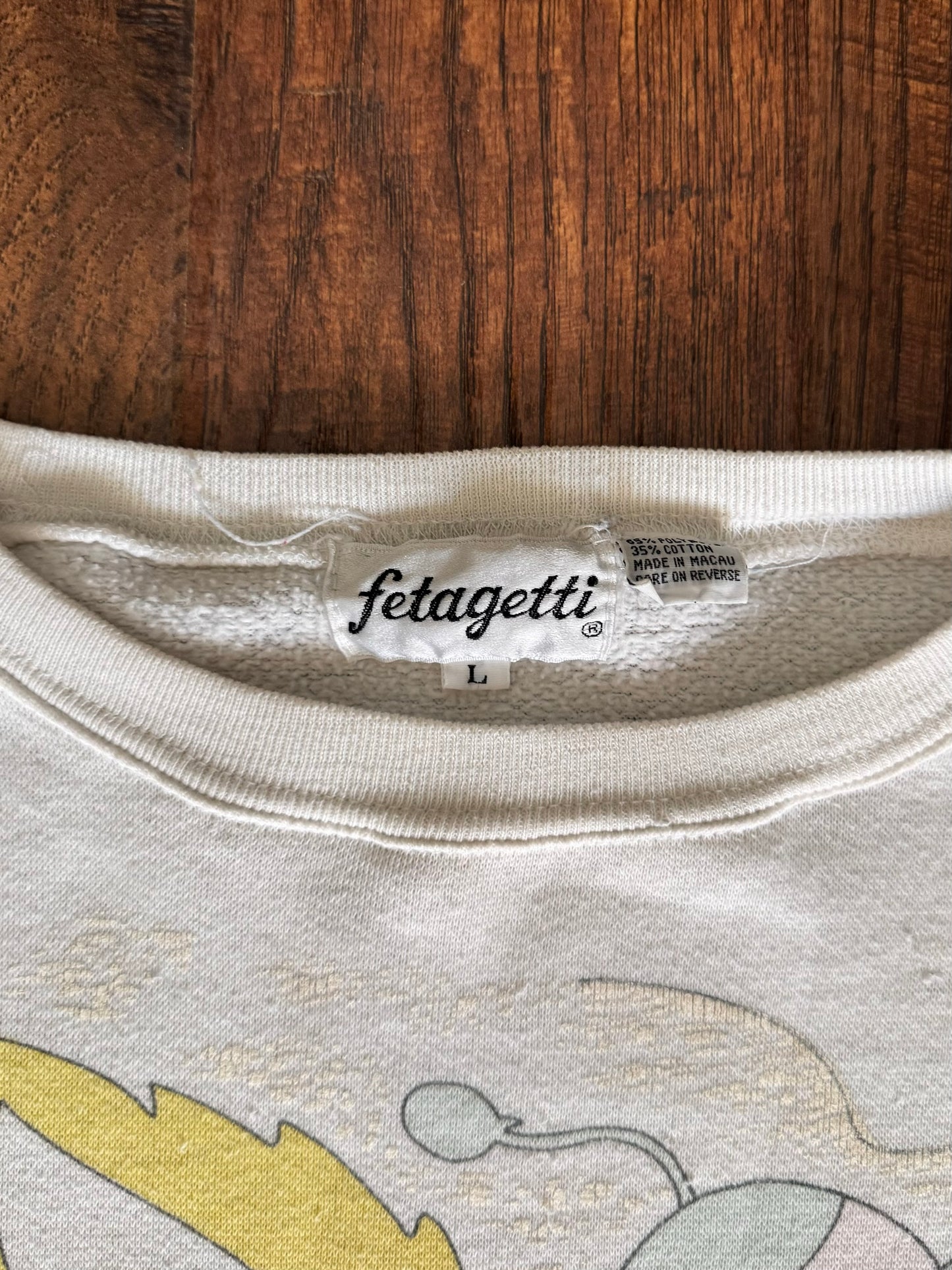 Vintage Sweatshirt 1980s Fetagetti Graphic Crewneck Rare - Large