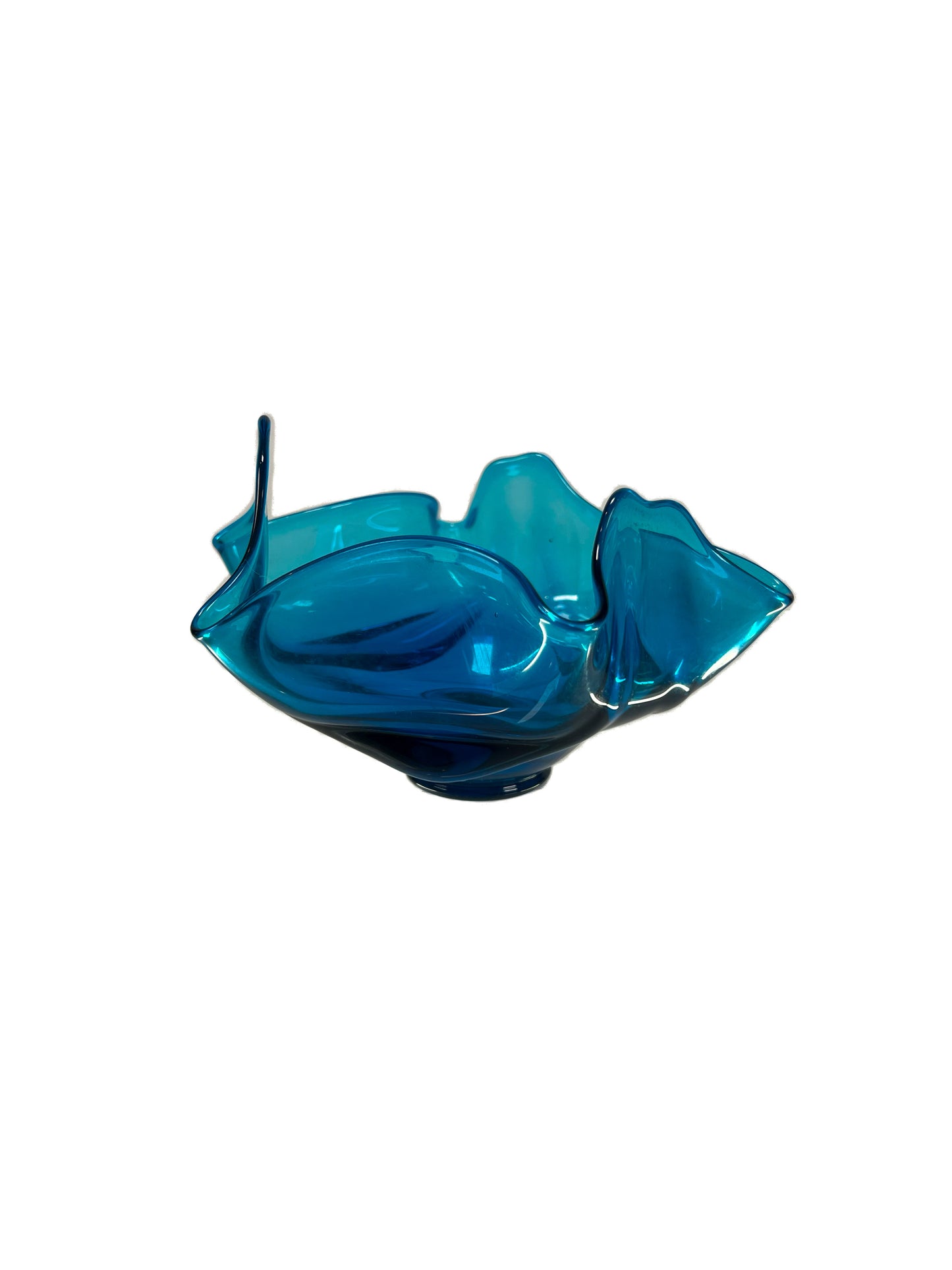 Vintage Art Glass - Handkerchief Bowl - Peacock Blue - Viking Glass