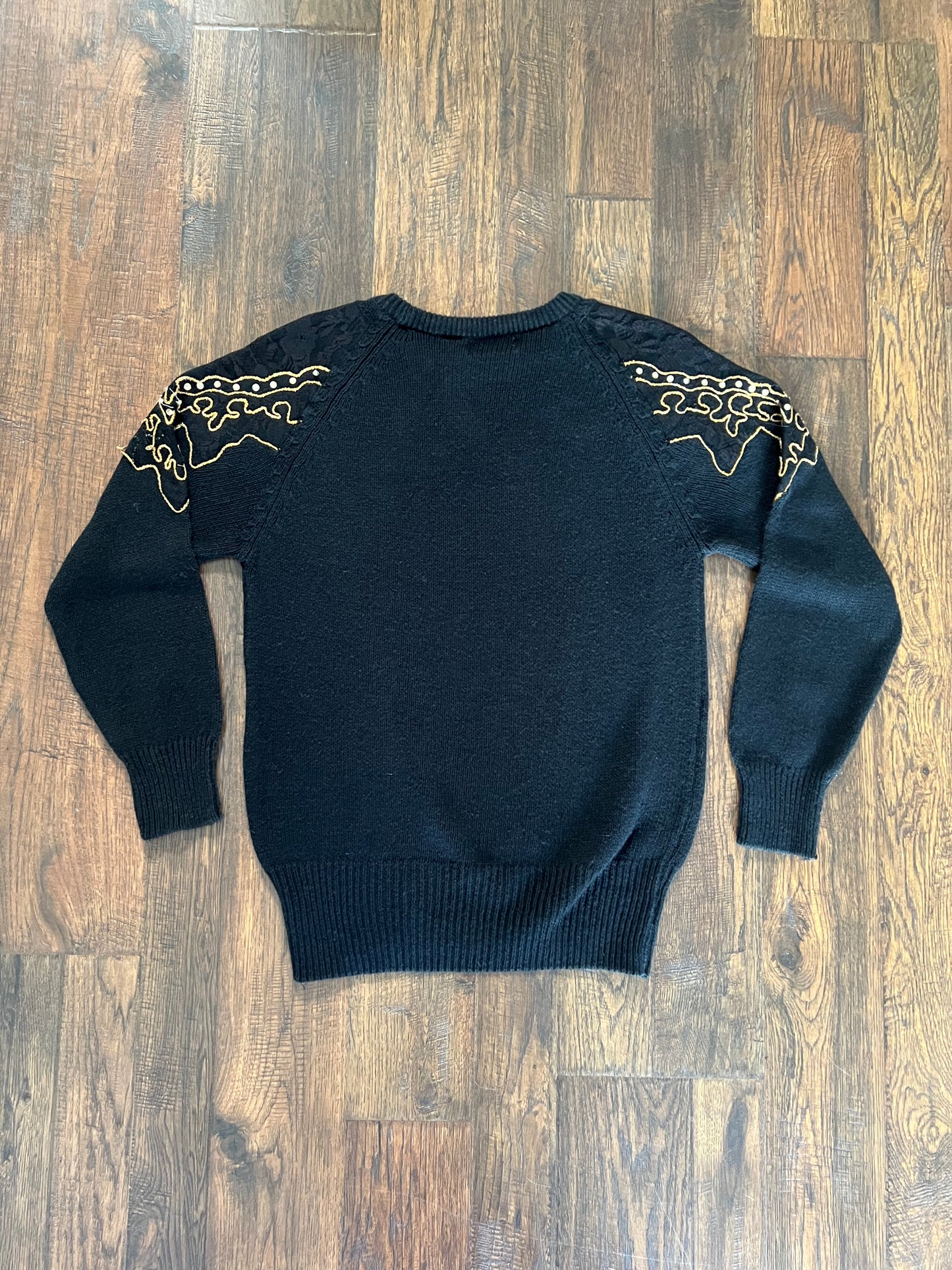 Vintage Clothing - Embellished Knit Sweater - Black - Medium - Crystal Sportswear