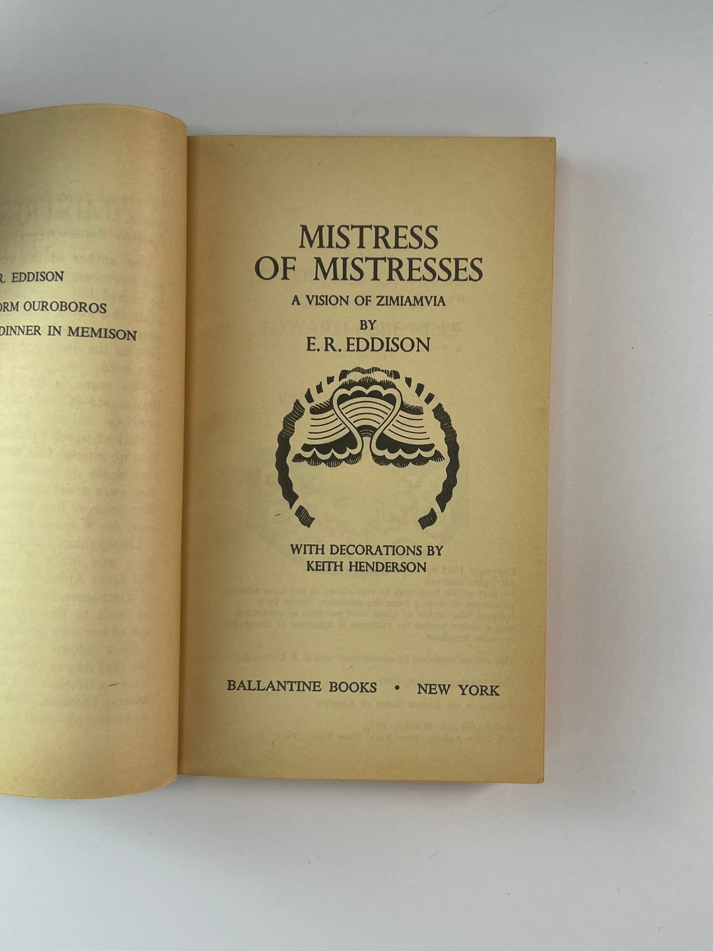 Vintage Paperback - Mistress of Mistresses - E. R. Eddison - 1967