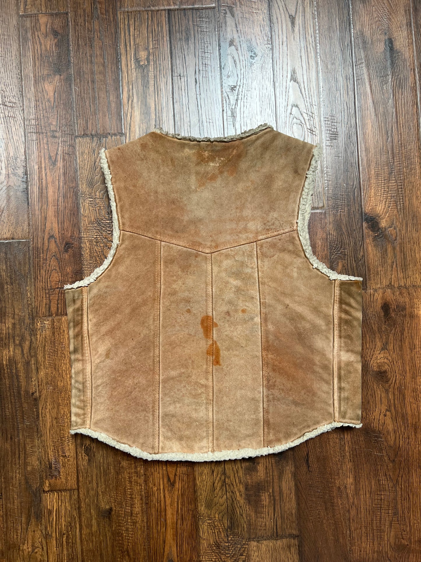 Vintage Clothing - Suede Sherpa Lined Vest - Tan - Baja California - Medium