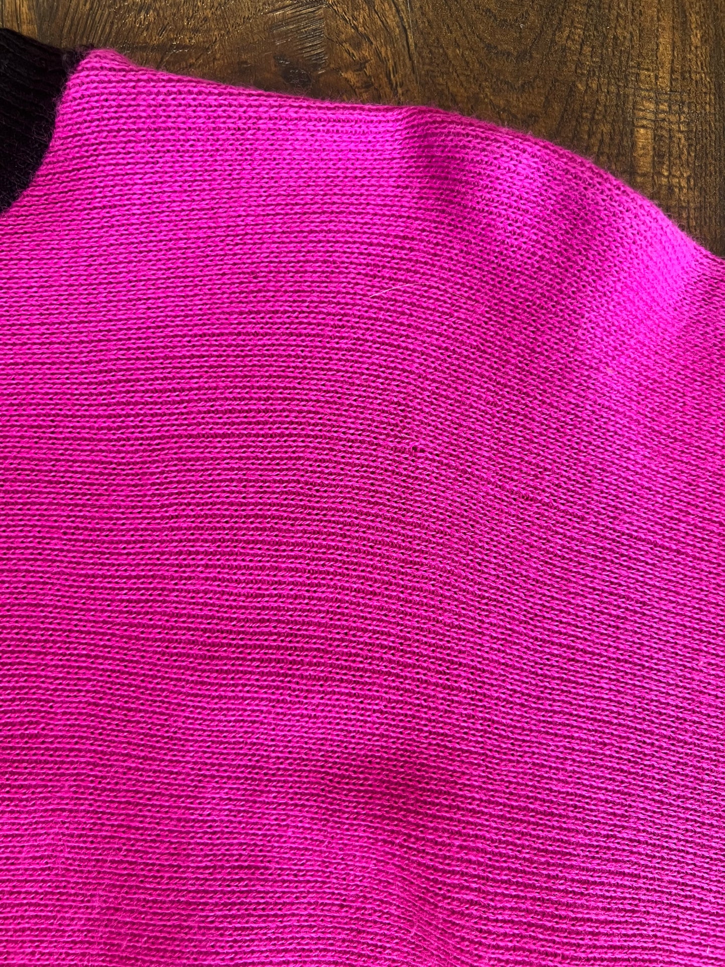Vintage Clothing - 1980s Sweater - Hot Pink and Black - R Knit - Medium - Made In England
