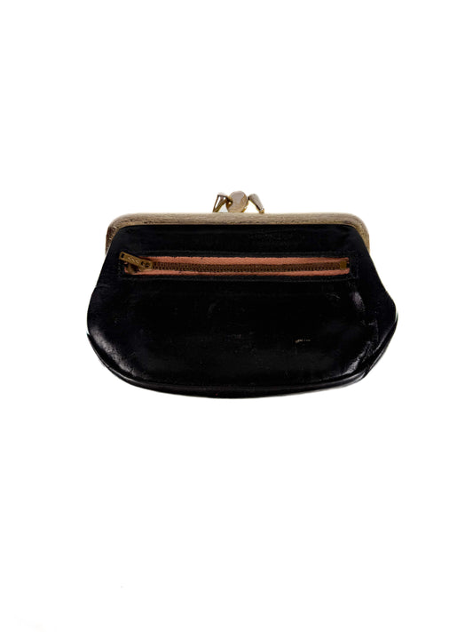 Vintage Wallet - Snap Closure - Two Sides with Side Pocket - Black