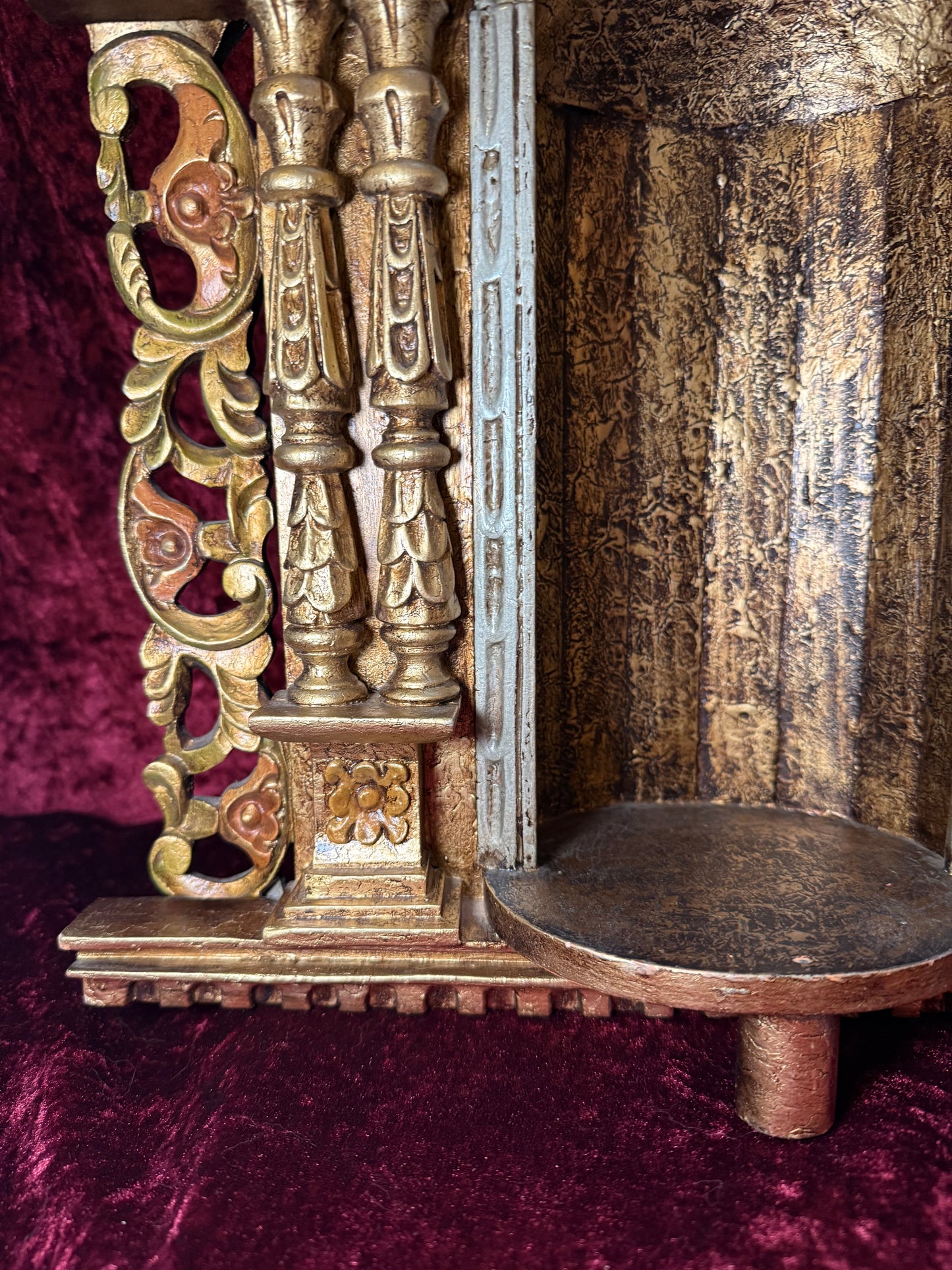Vintage Hand Carved Wooden Altar - Immaculate Conception of Mary - Gold Shrine Devotional