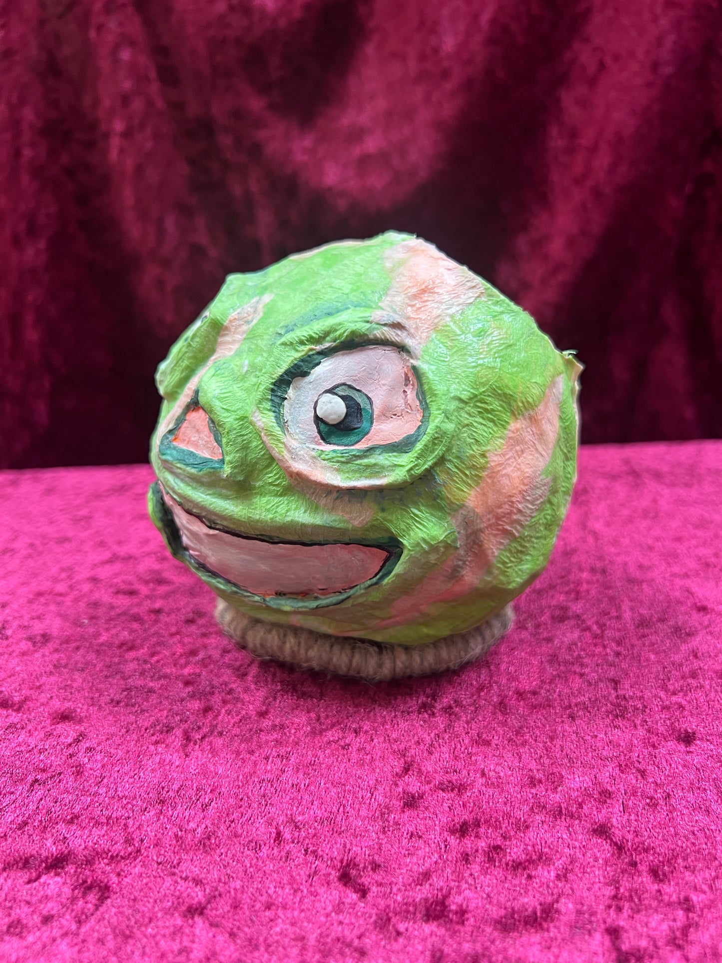 Vintage Inspired Handmade Paper Mache Lantern - Grinning Gourd - Small