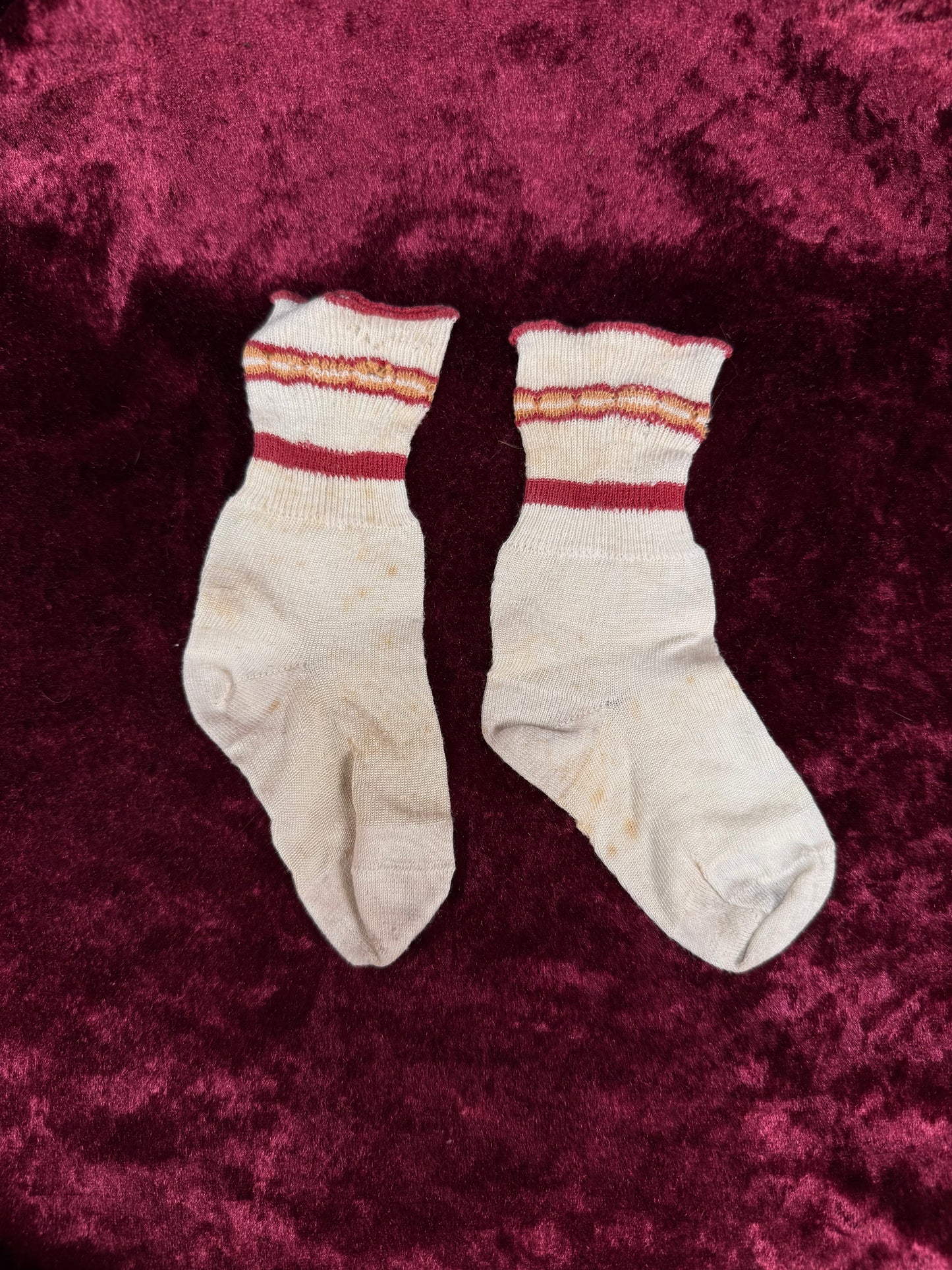Vintage Cotton Baby Socks – Striped Ribbed Infant Pair