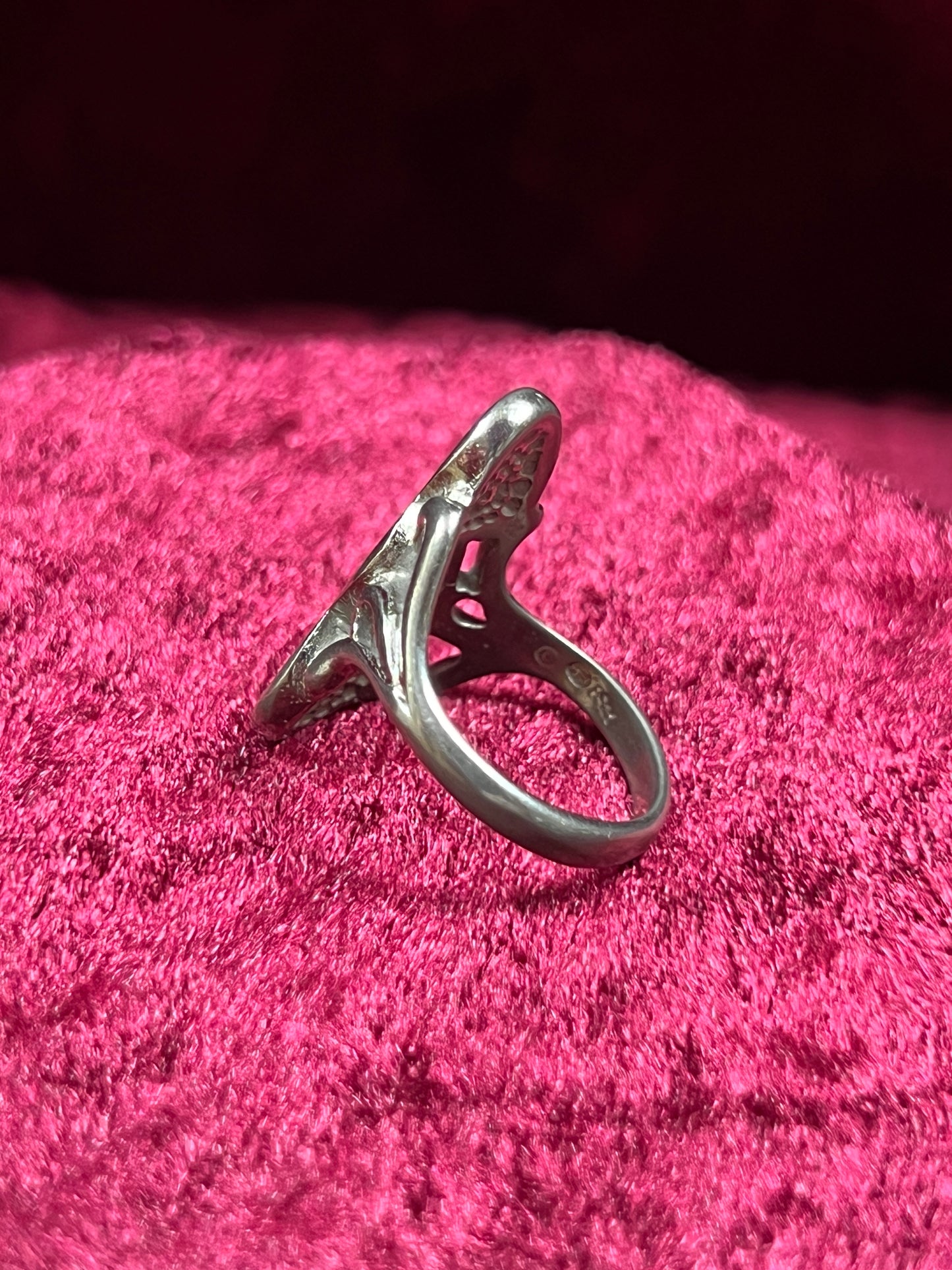 Vintage Jewelry - Ring - Sterling Silver - Turquoise and Coral Chip Inlay - 5