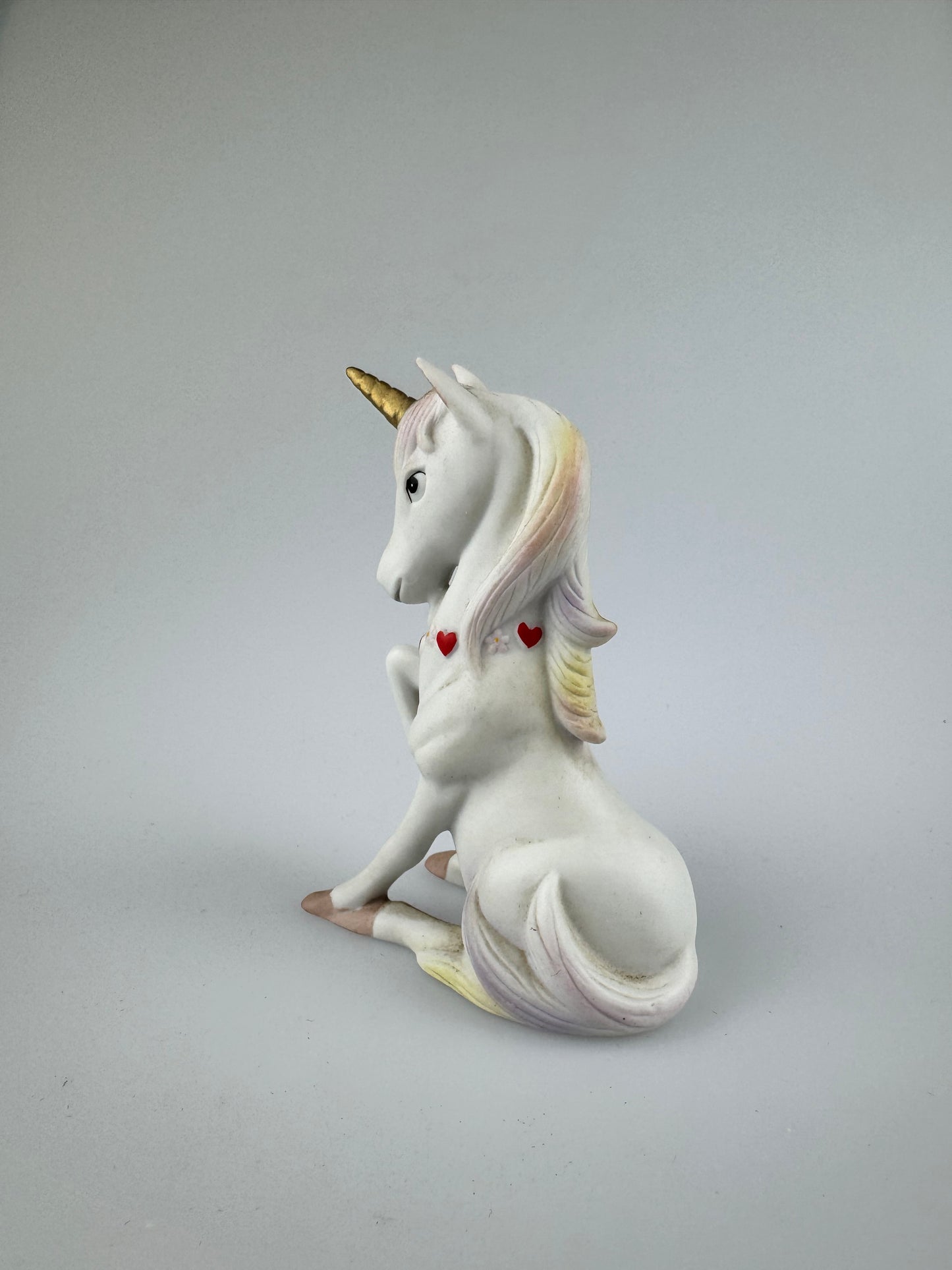 Vintage Lefton Valentine Heart Garland Unicorn Figurine