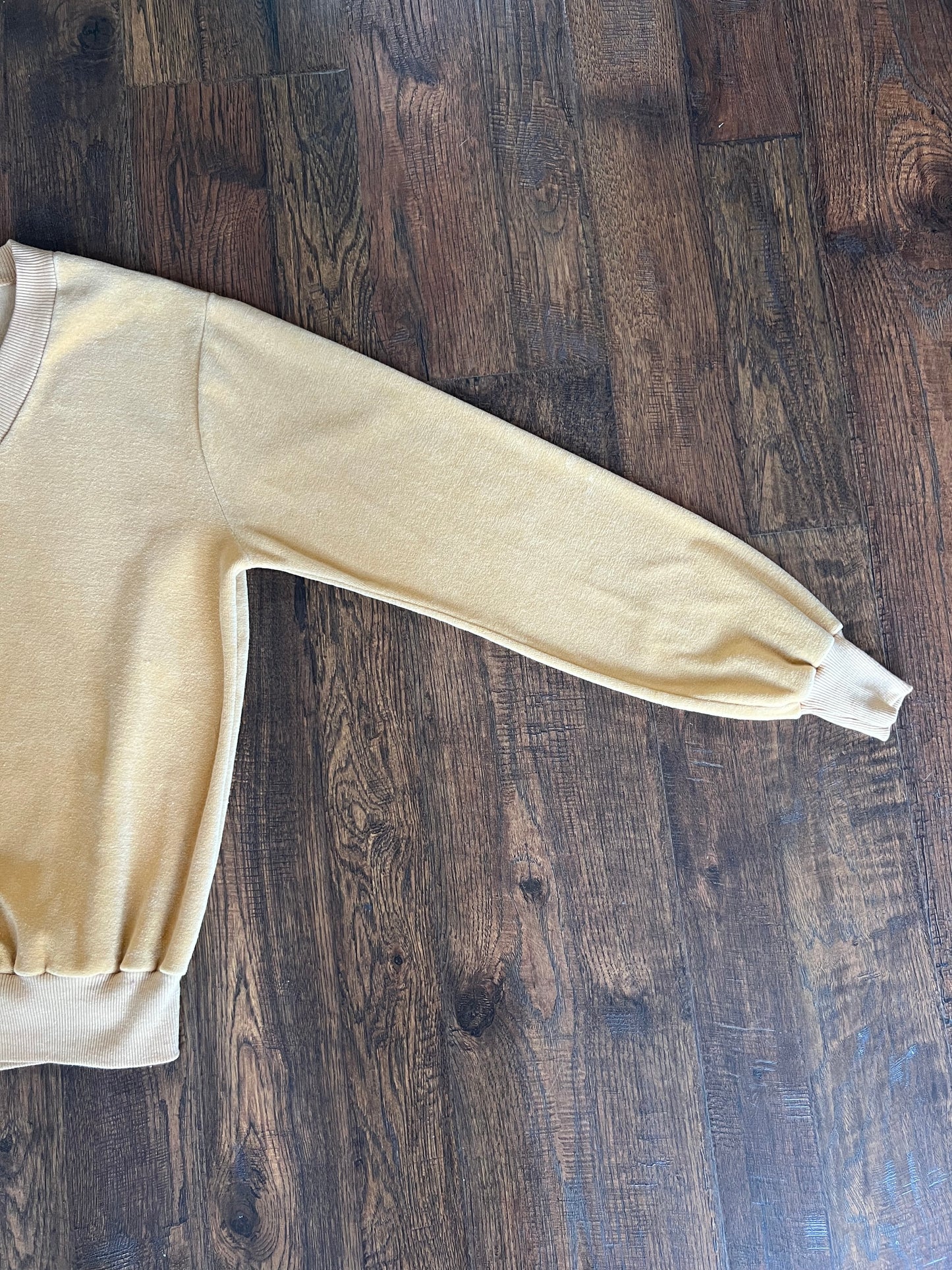 Vintage Clothing - V-Neck Velour Sweater - Mustard Yellow - Large - Regency