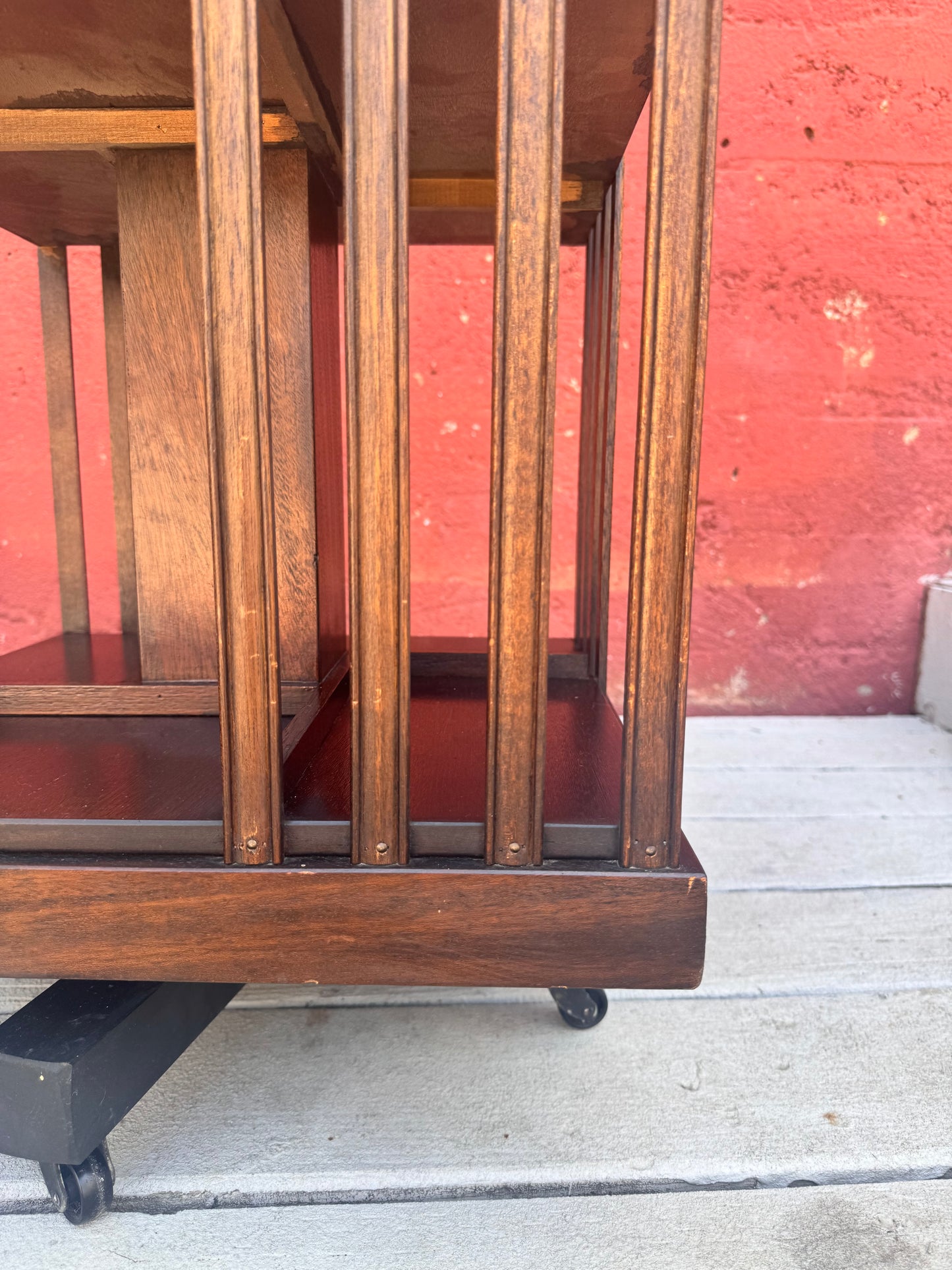 Antique Edwardian Whirling Barrister Bookcase with Inlay