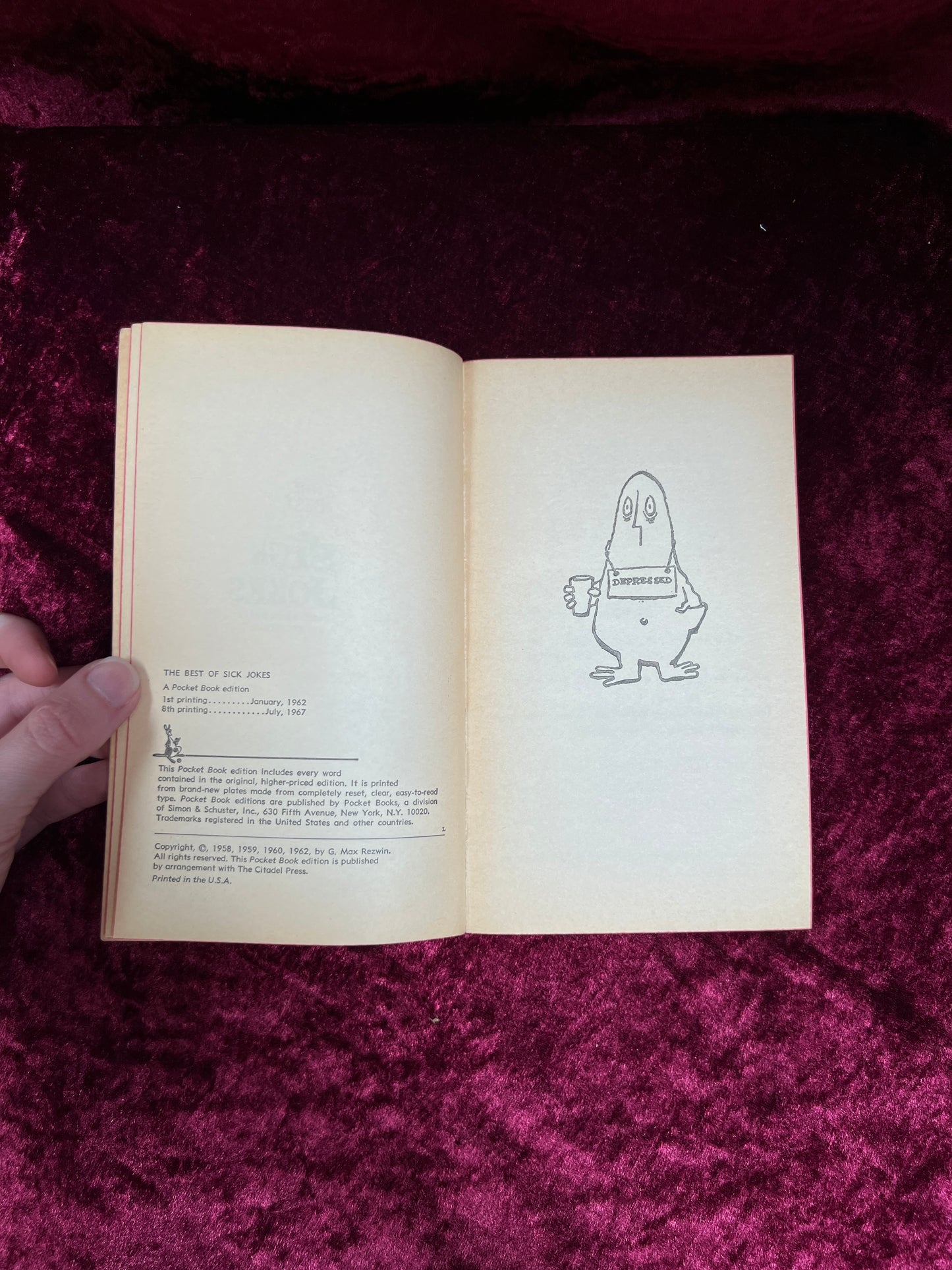 Vintage Paperback Book - The Best of Sick Jokes - Max Rezwin - Pocket Books 1967