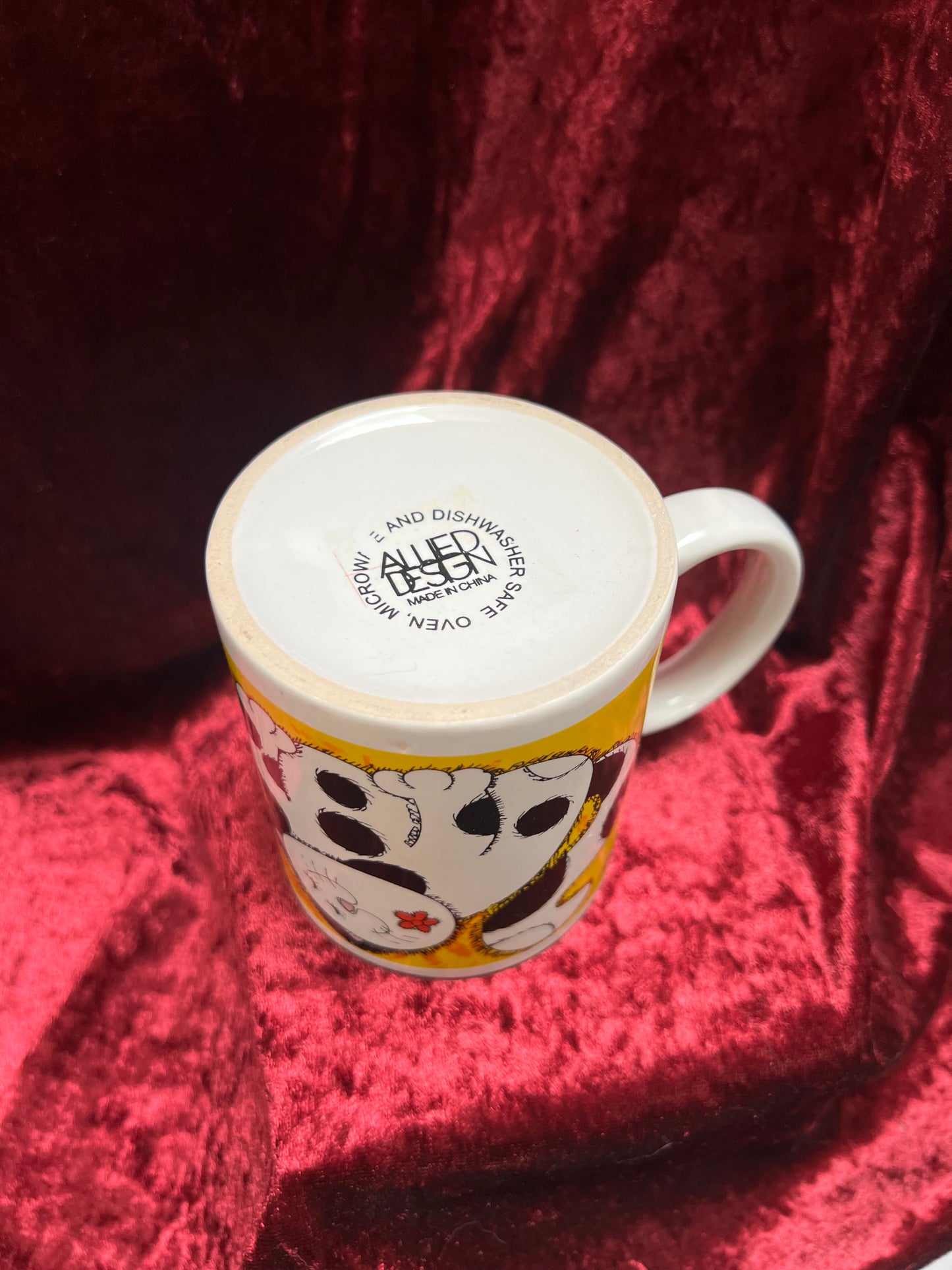Vintage Mug - Novelty Coffee Cup - Funky 90s Cartoon Cats - Green and Spotted - Allied Design