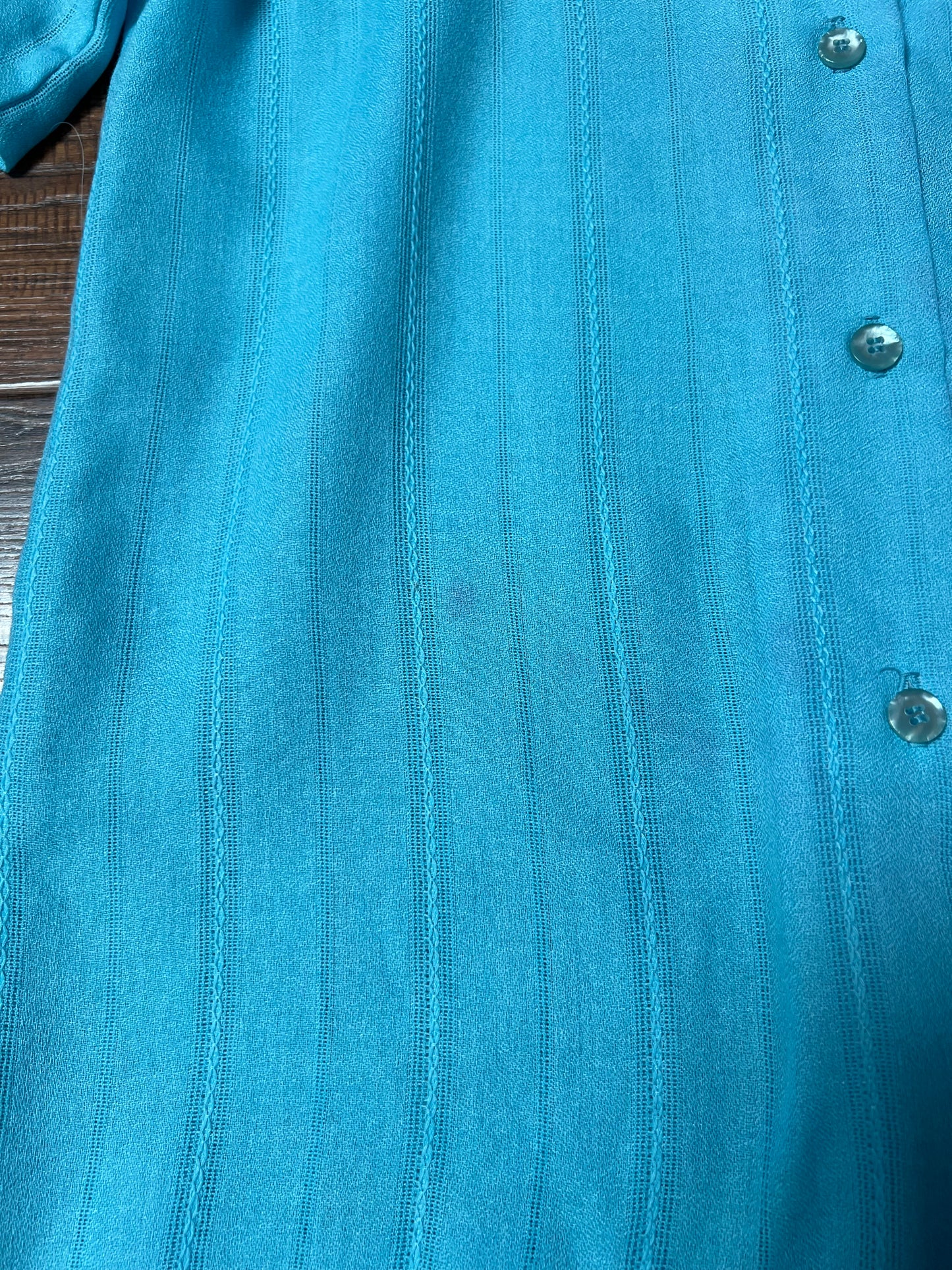 Vintage Clothing - Button Up Blouse - Princess Turquoise - Small - Family Fashions by Avon