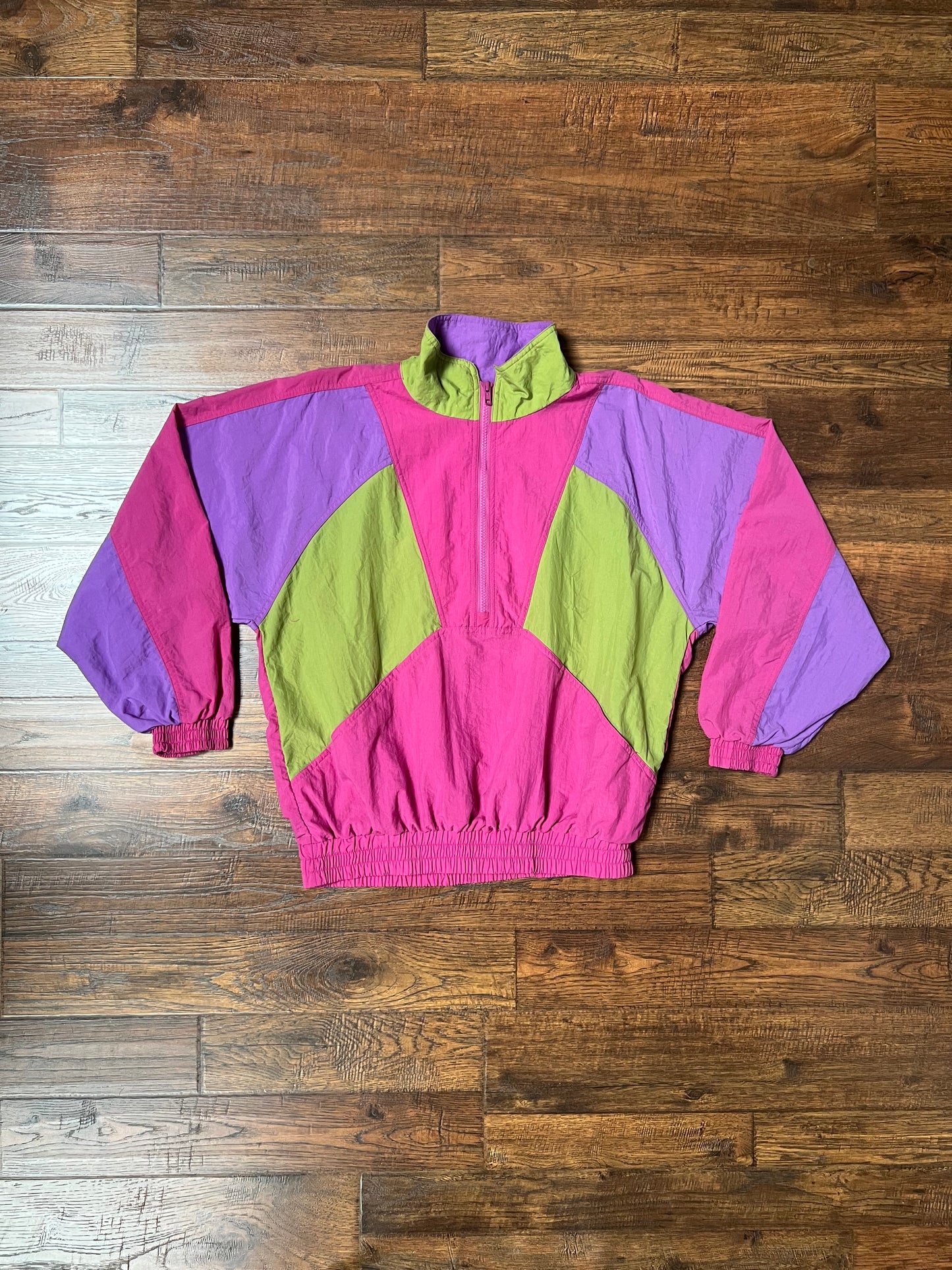 Vintage Clothing - Lightweight Windbreaker Jacket - Half Zip - Color Blocks - Small - Cheetah