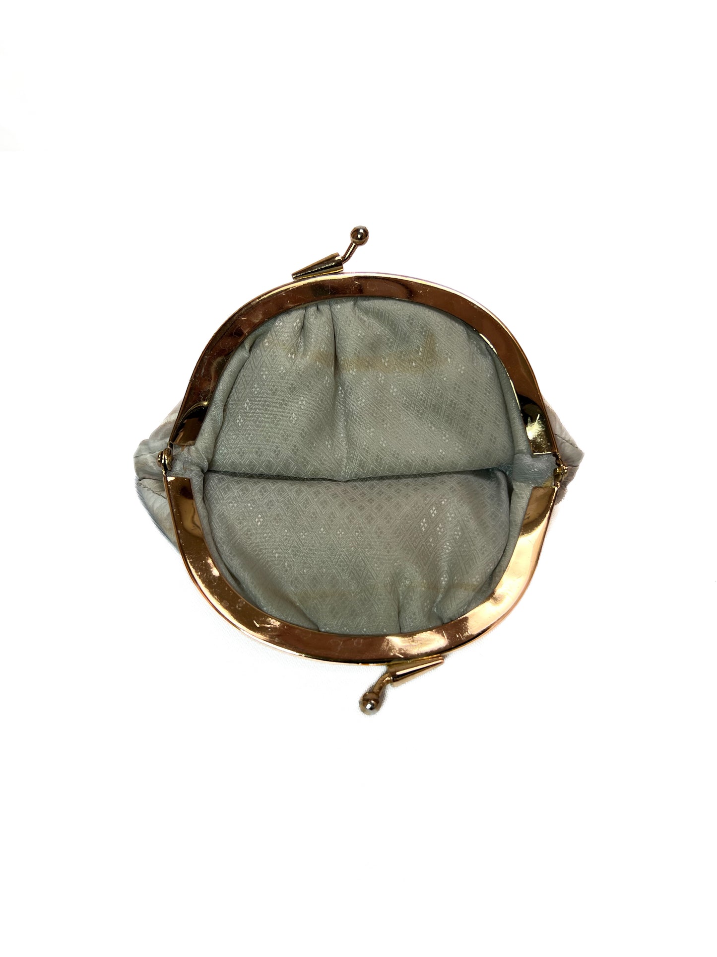 Vintage Wallet - Coin Purse - Genuine Eel Skin - Blush White - Kiss Lock Closure