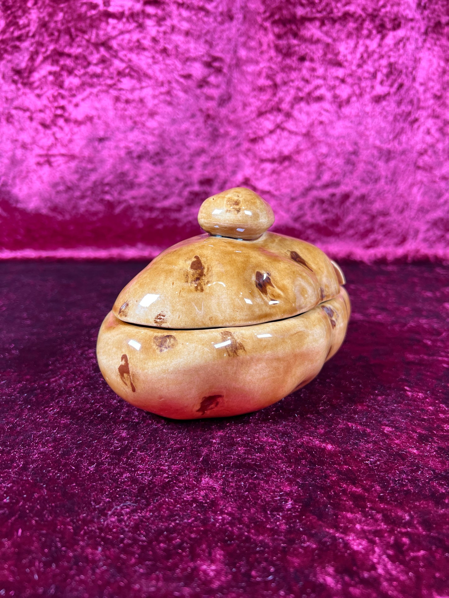 Vintage Kitchen - Ceramic Lidded Sour Cream Boat - Potato - 1984
